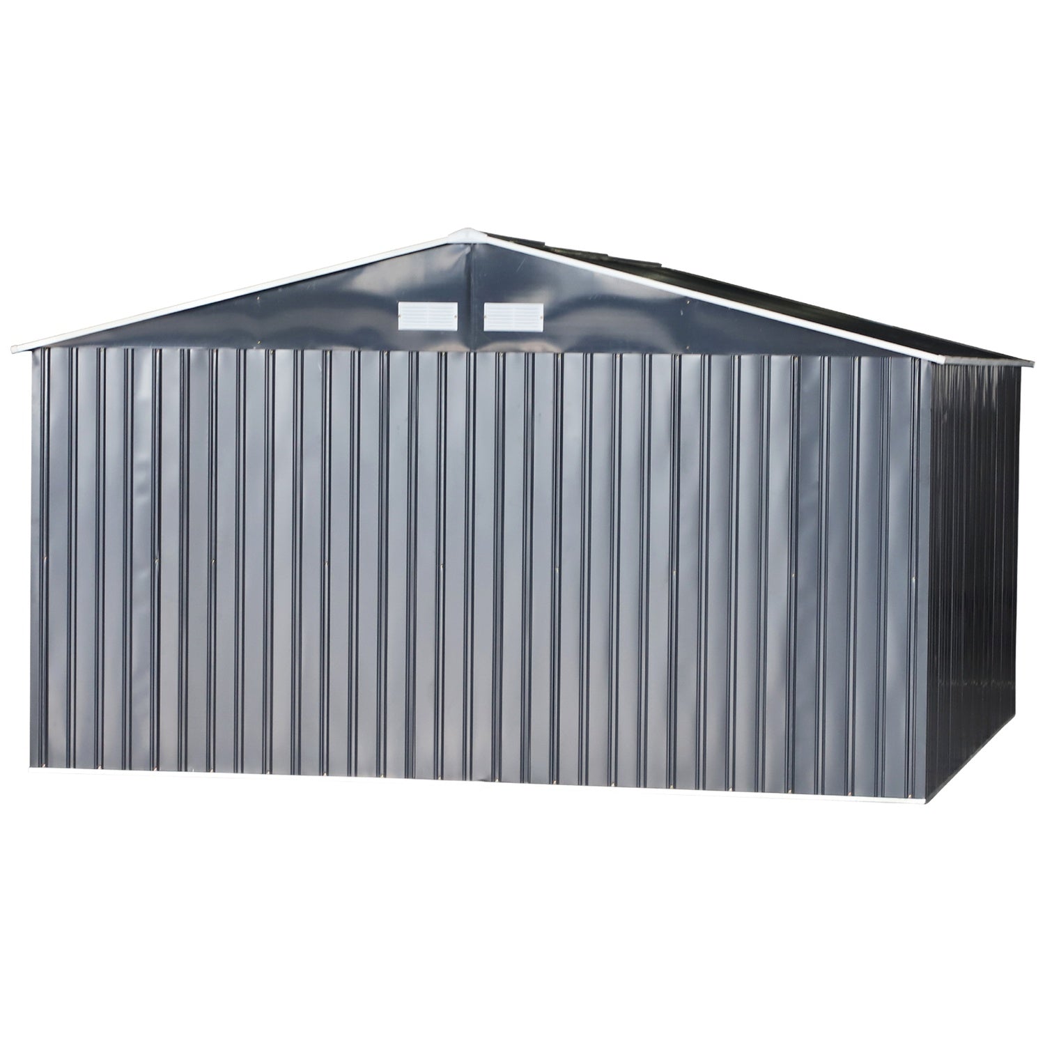 Trädgårdsbod i metall med fundament, kolgrå, 340x386x200 cm