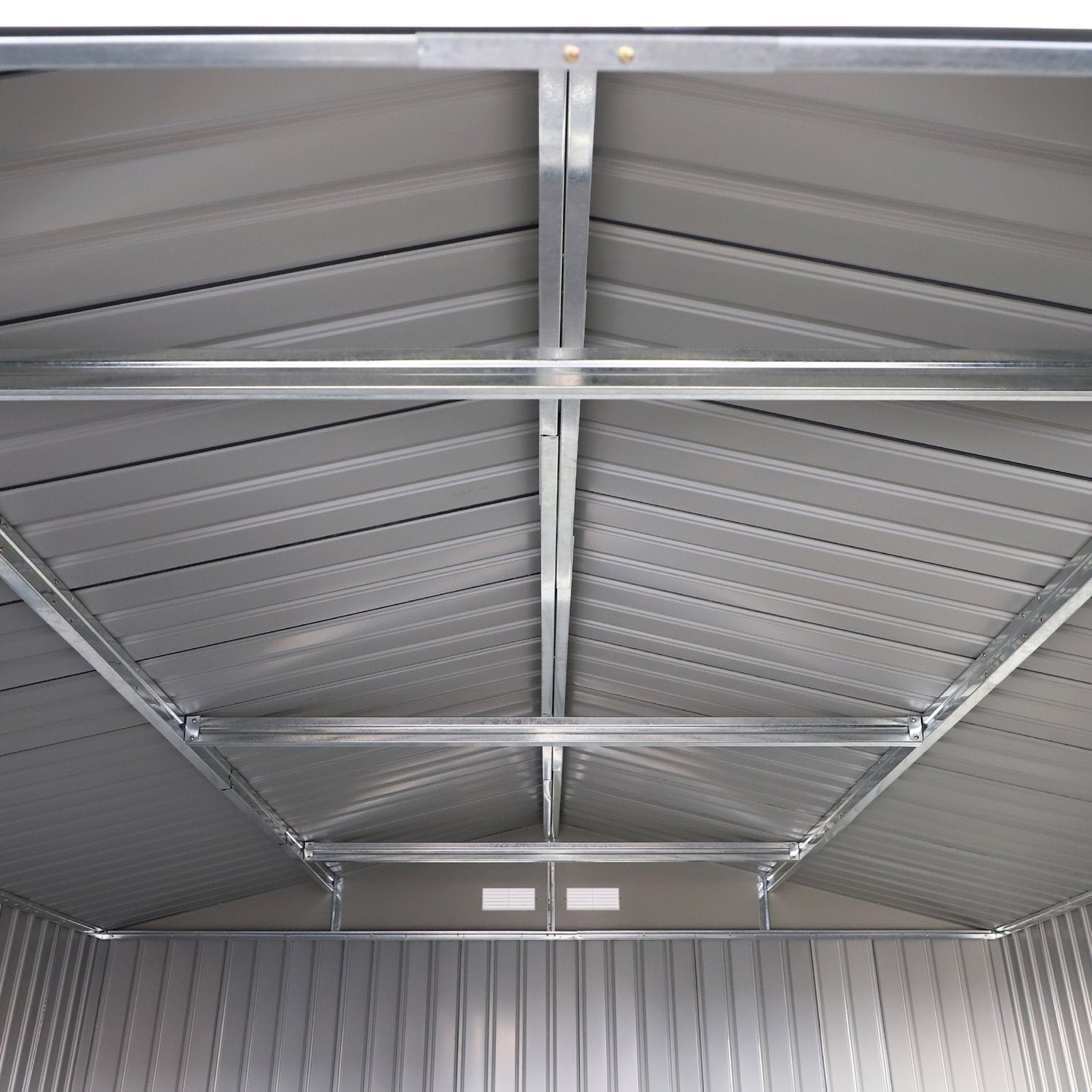 Trädgårdsbod i metall med fundament, kolgrå, 340x386x200 cm