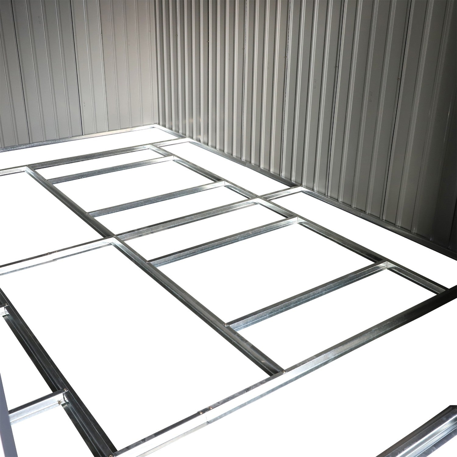 Trädgårdsbod i metall med fundament, kolgrå, 340x386x200 cm