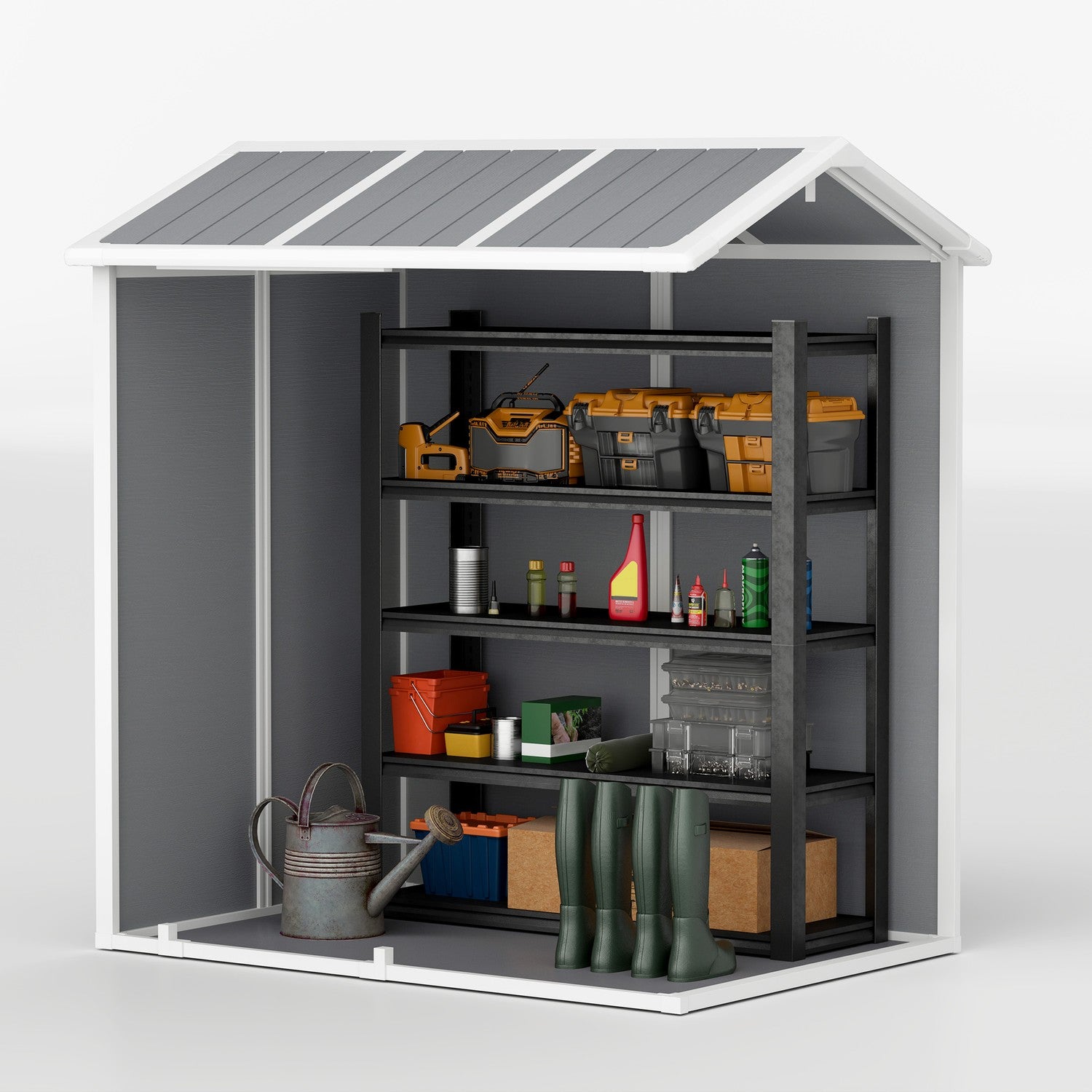 Trädgårdsbod i plast, 2,1 m² – Låsbar, väderbeständig, grå