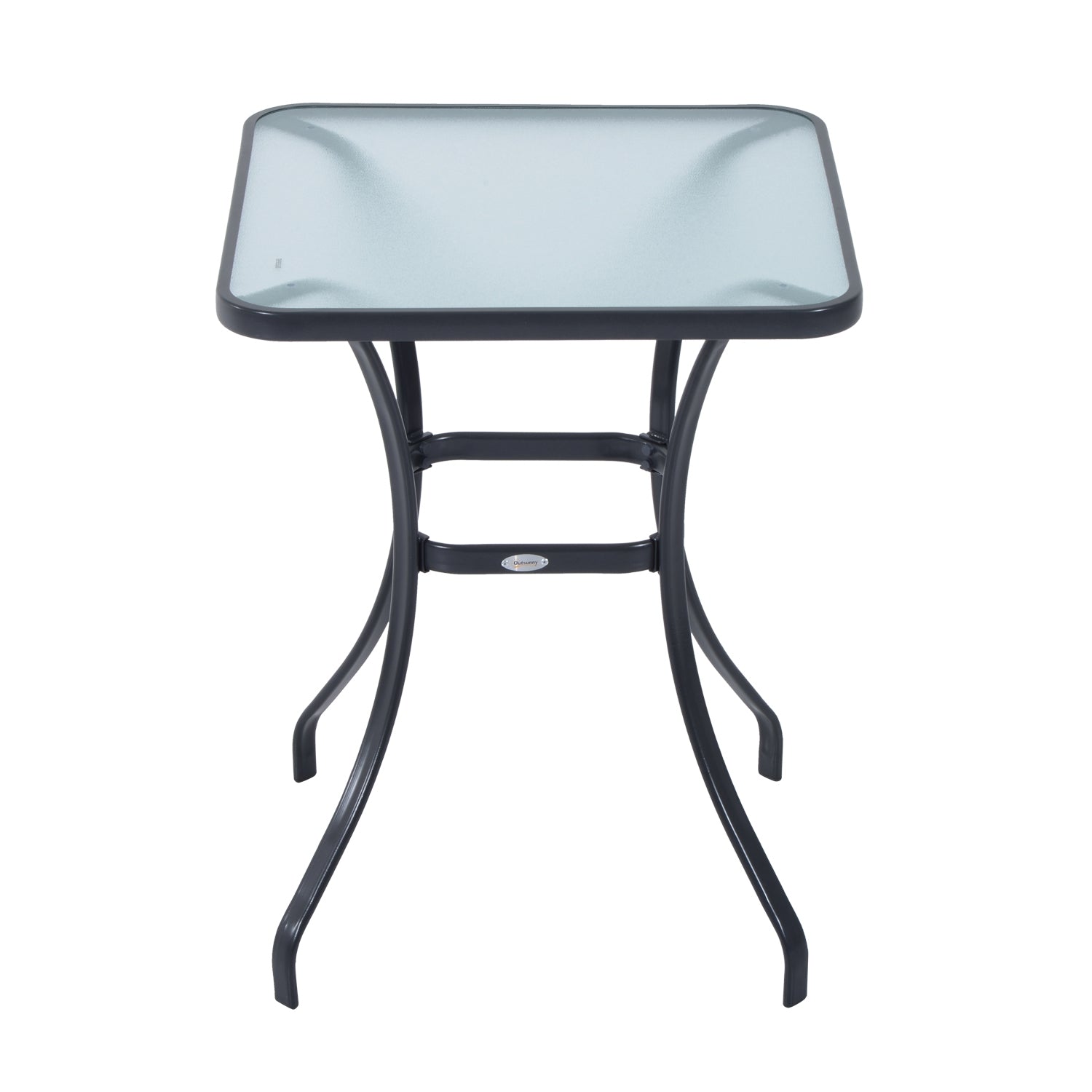 Fyrkantigt trädgårdsbord, väderbeständigt glas, 68,5 cm, svart