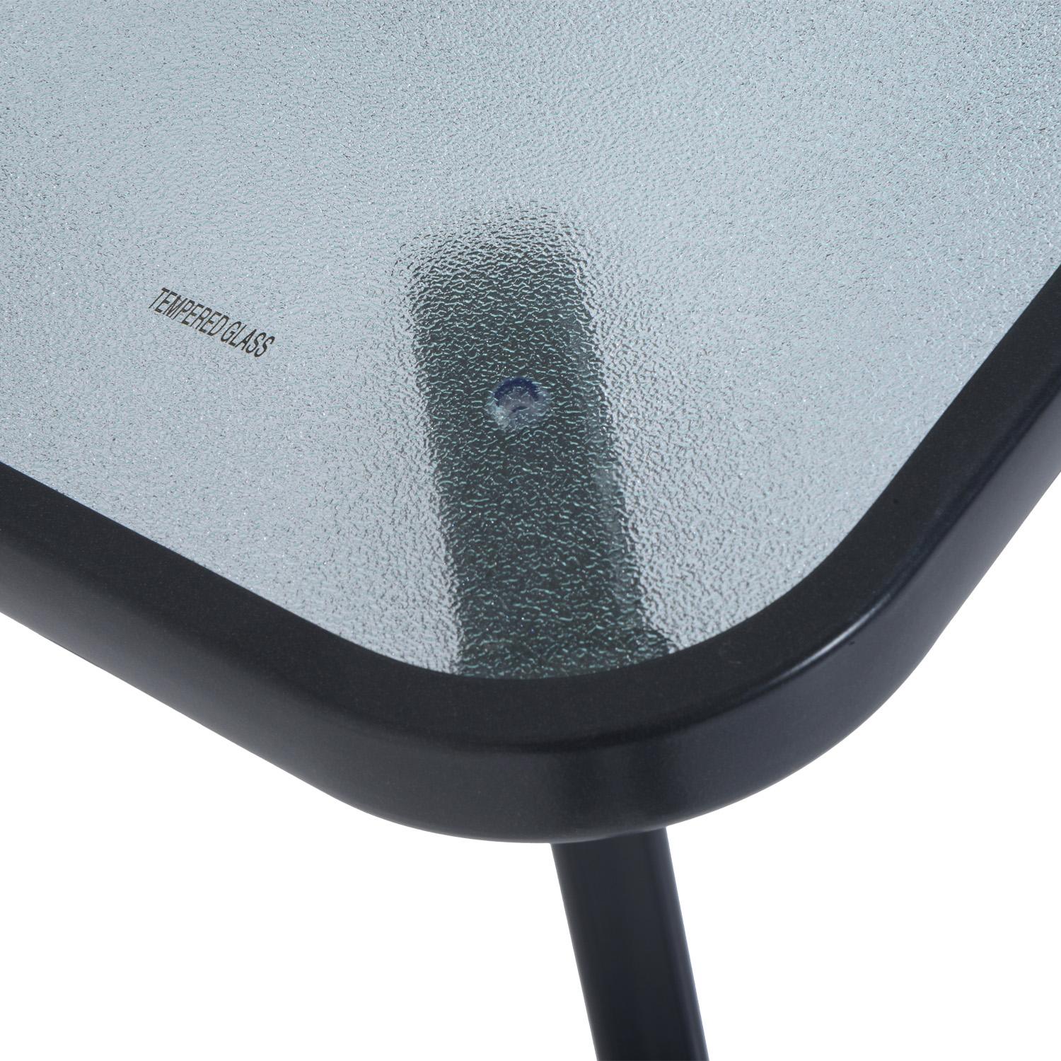 Fyrkantigt trädgårdsbord, väderbeständigt glas, 68,5 cm, svart