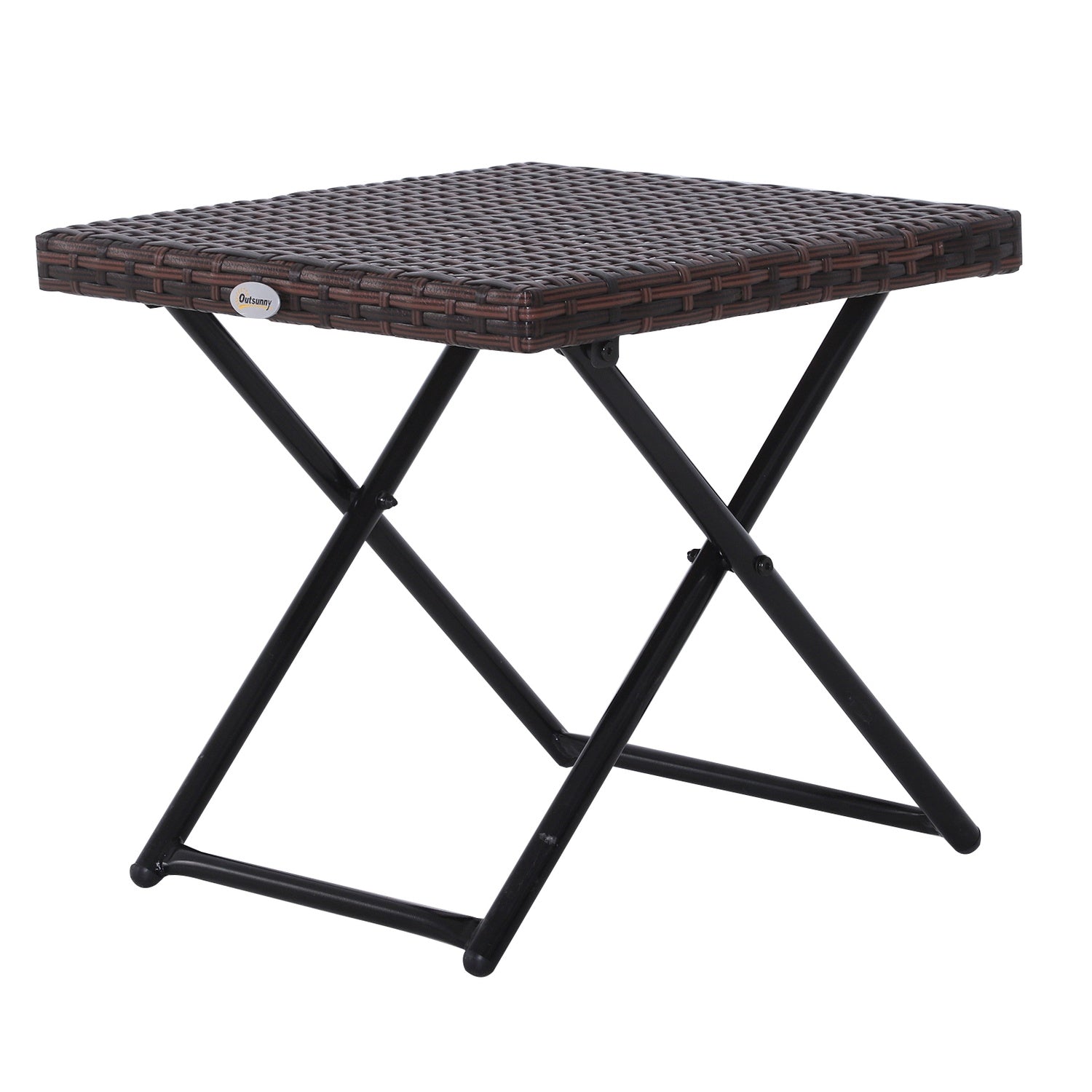 Hopfällbart trädgårdsbord i polyrattan – Brunt, 40x40x40 cm
