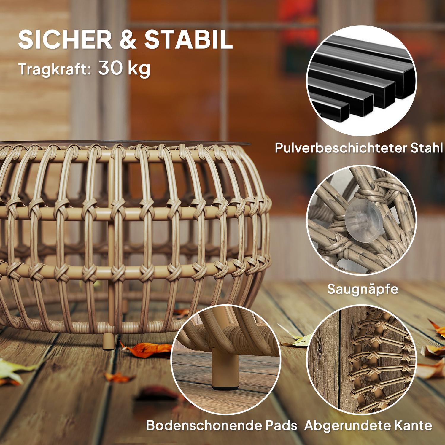 Trädgårdsbord i polyrattan, rund, väderbeständig