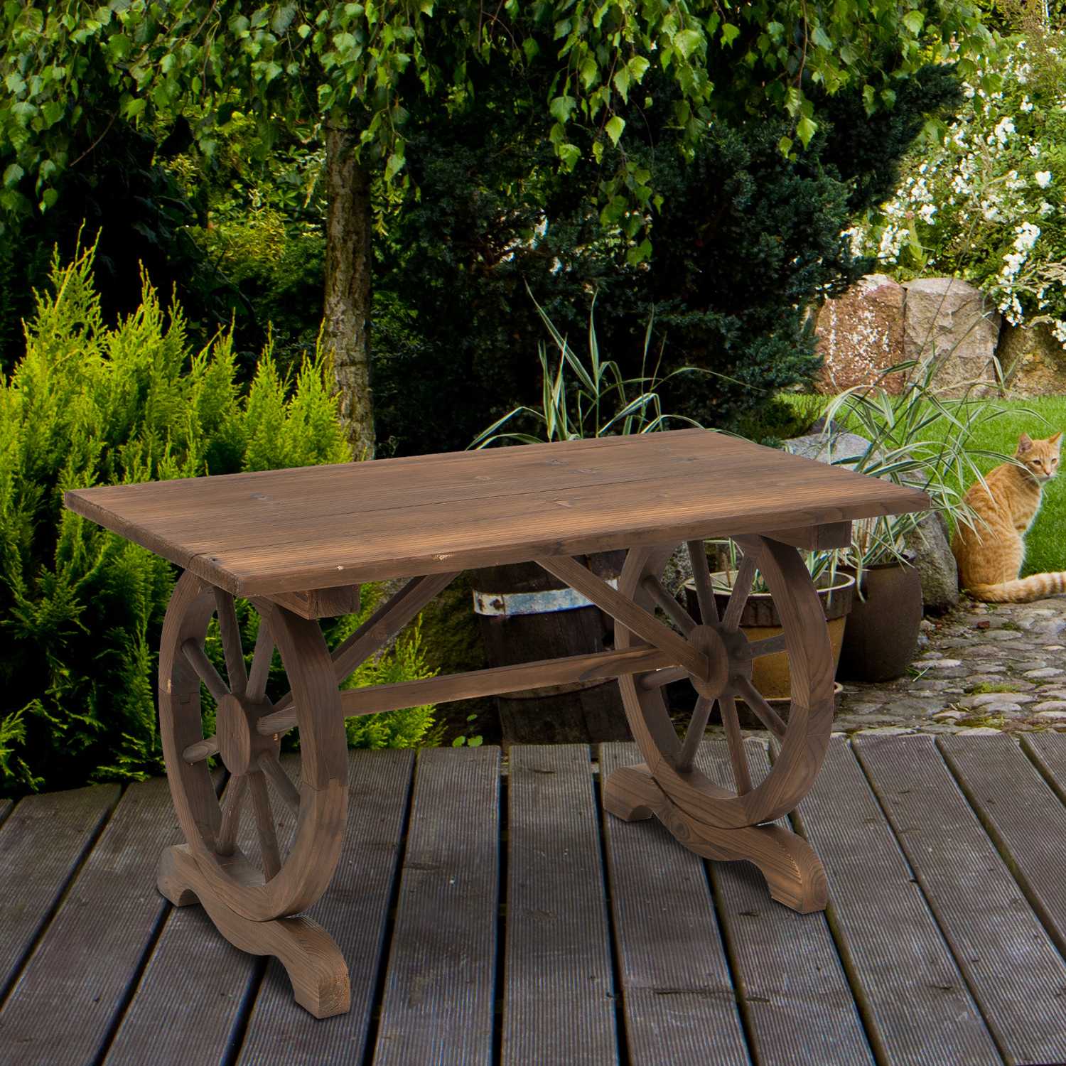 Trädgårdsbord, massivt trä, väderbeständigt, 113x60x65 cm