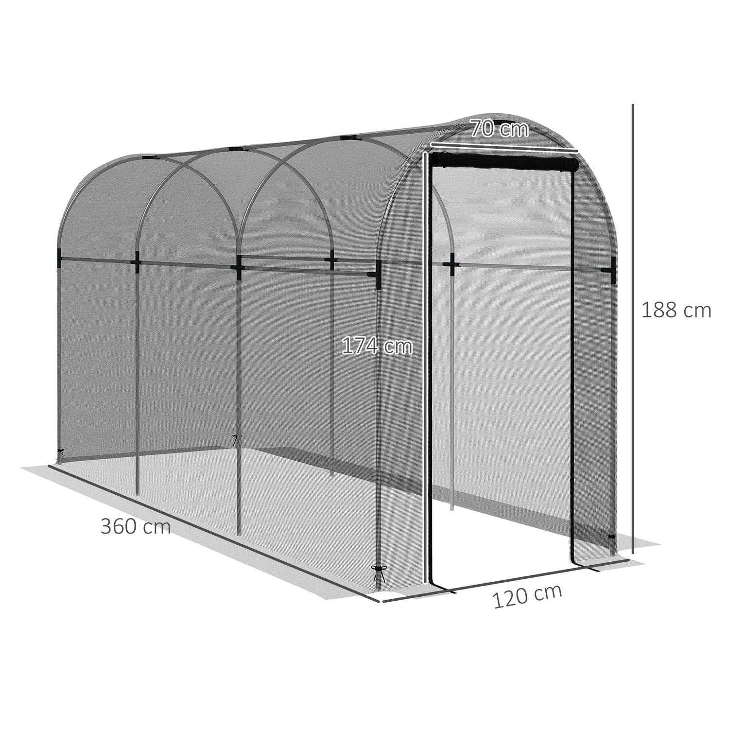 Trädgårdsinsektsskyddsnät med dörr, 1,2 x 3,6 m, svart HDPE