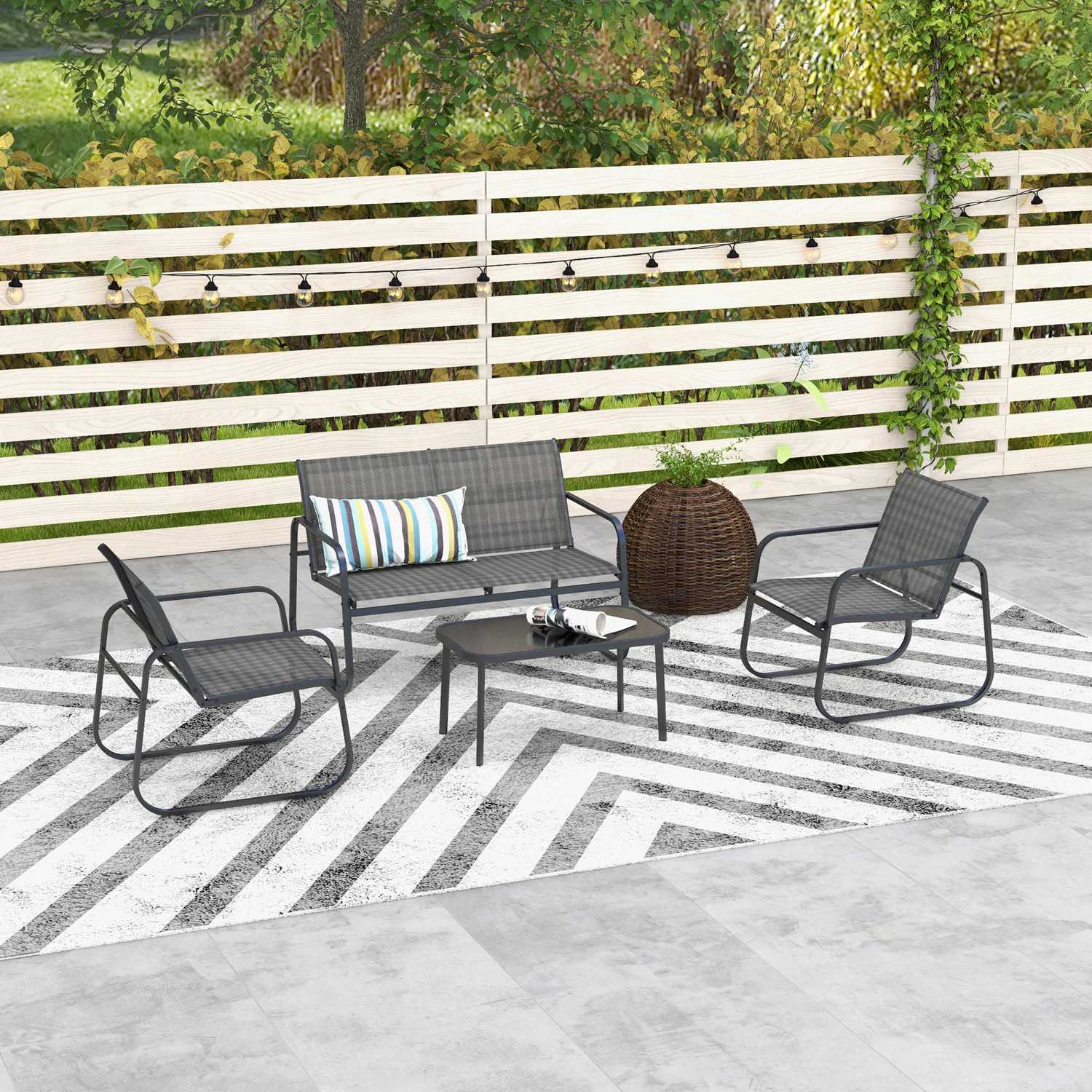 Utomhus trädgårdsmöbler set – 4 delar mesh uteplats sittplatser