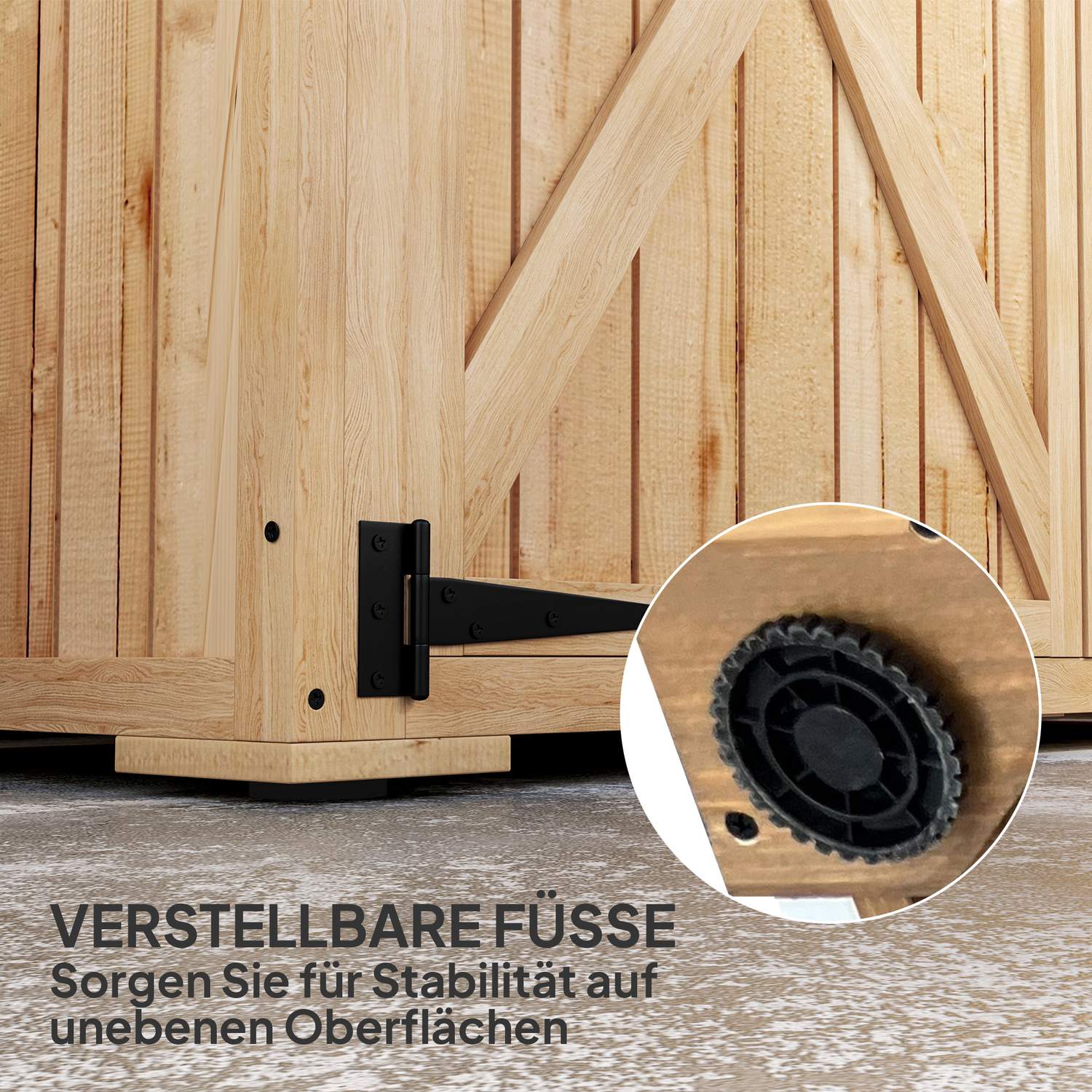 Trädgårdsredskapsskåp i trä med låsbara dubbla dörrar