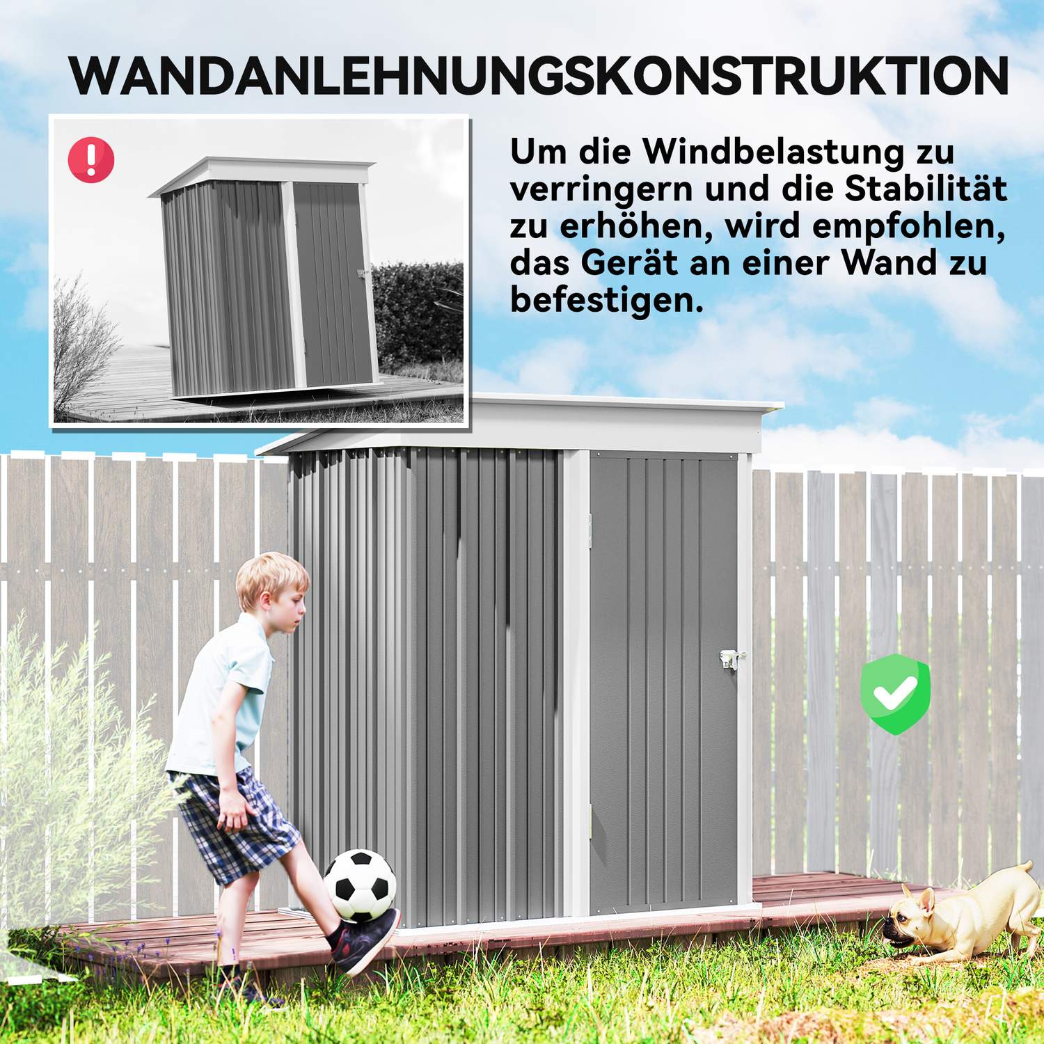 Metalen tuinschuur, verstelbare planken, afsluitbare deur