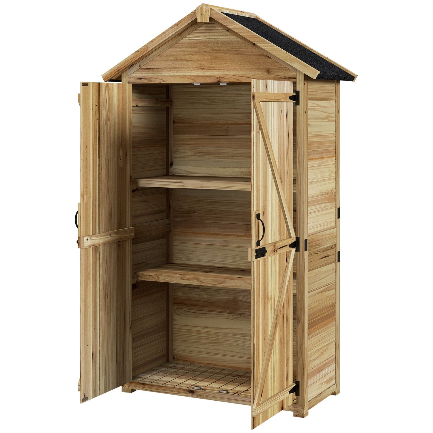 Trädgårdsskjul med lås, 0,43m², asfalttak