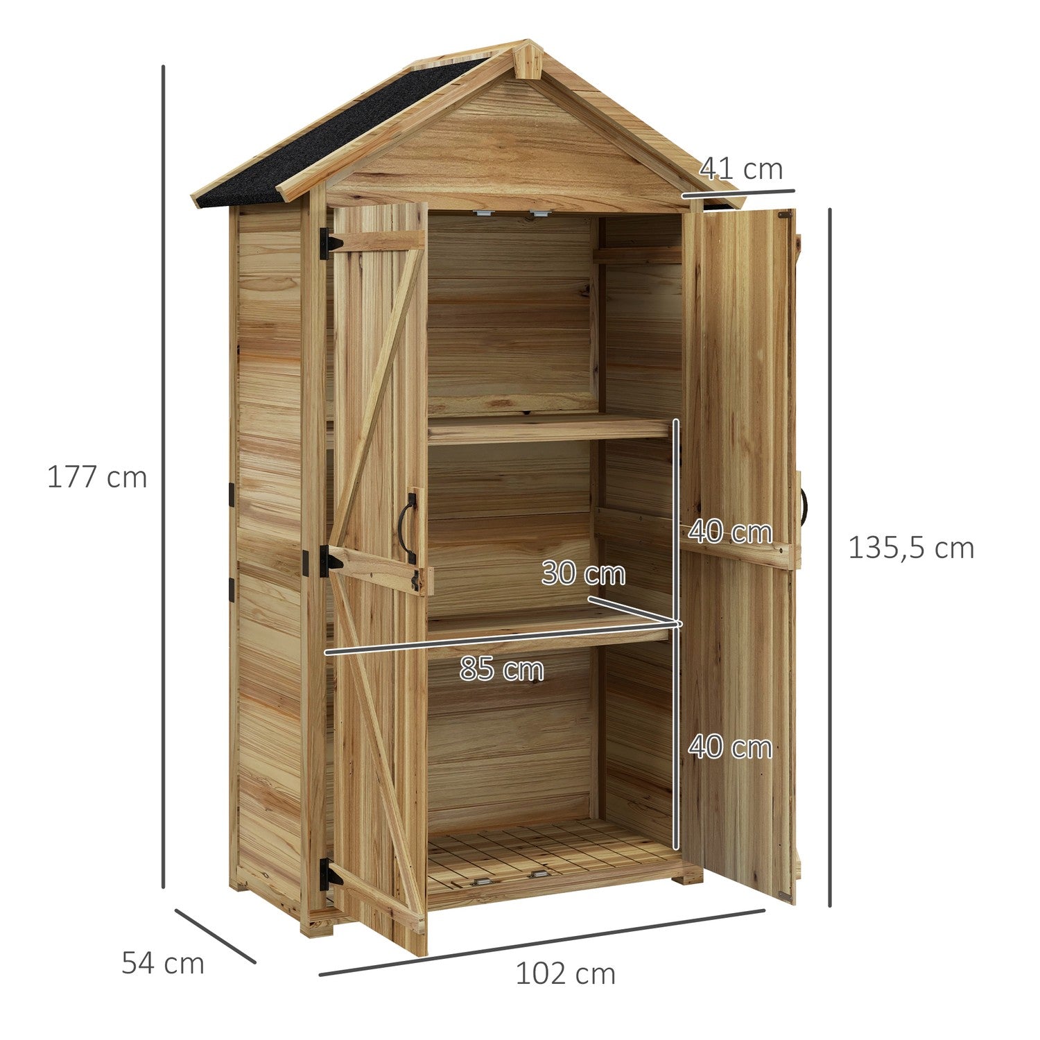 Trädgårdsskjul med lås, 0,43m², asfalttak