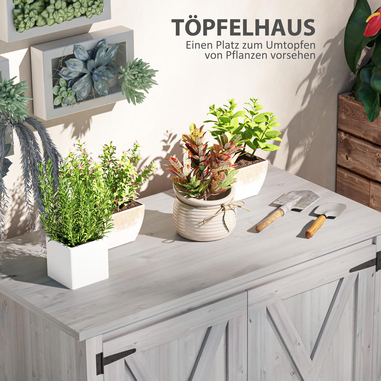 Trädgårdsredskapsskjul i trä – väderbeständig med hyllor 110x60x88,5 cm
