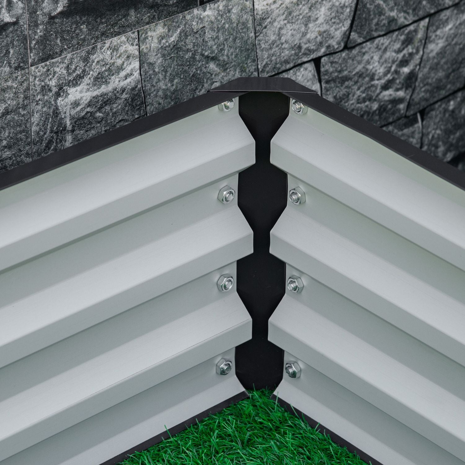 Trädgårdssäng i stål – 120x120x30cm Grå planteringslåda