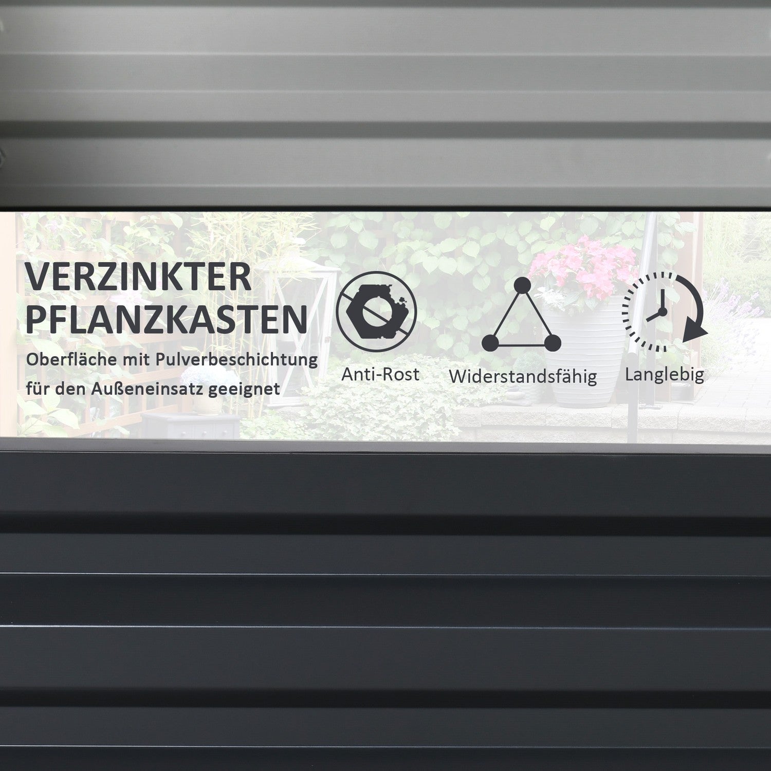 Trädgårdssäng i stål – 120x120x30cm Grå planteringslåda