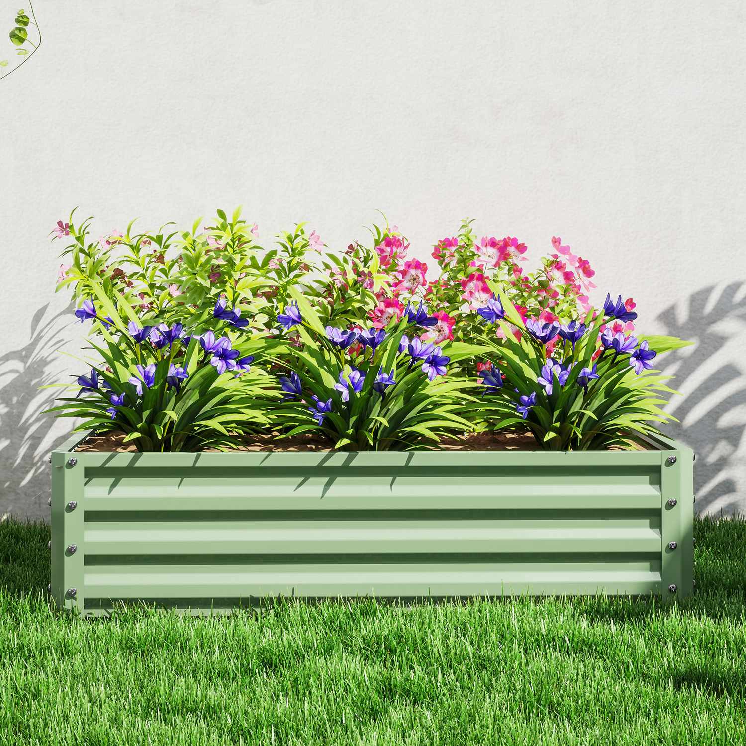 Trädgårdssäng i stål – 120x120x30 cm, grön plantering