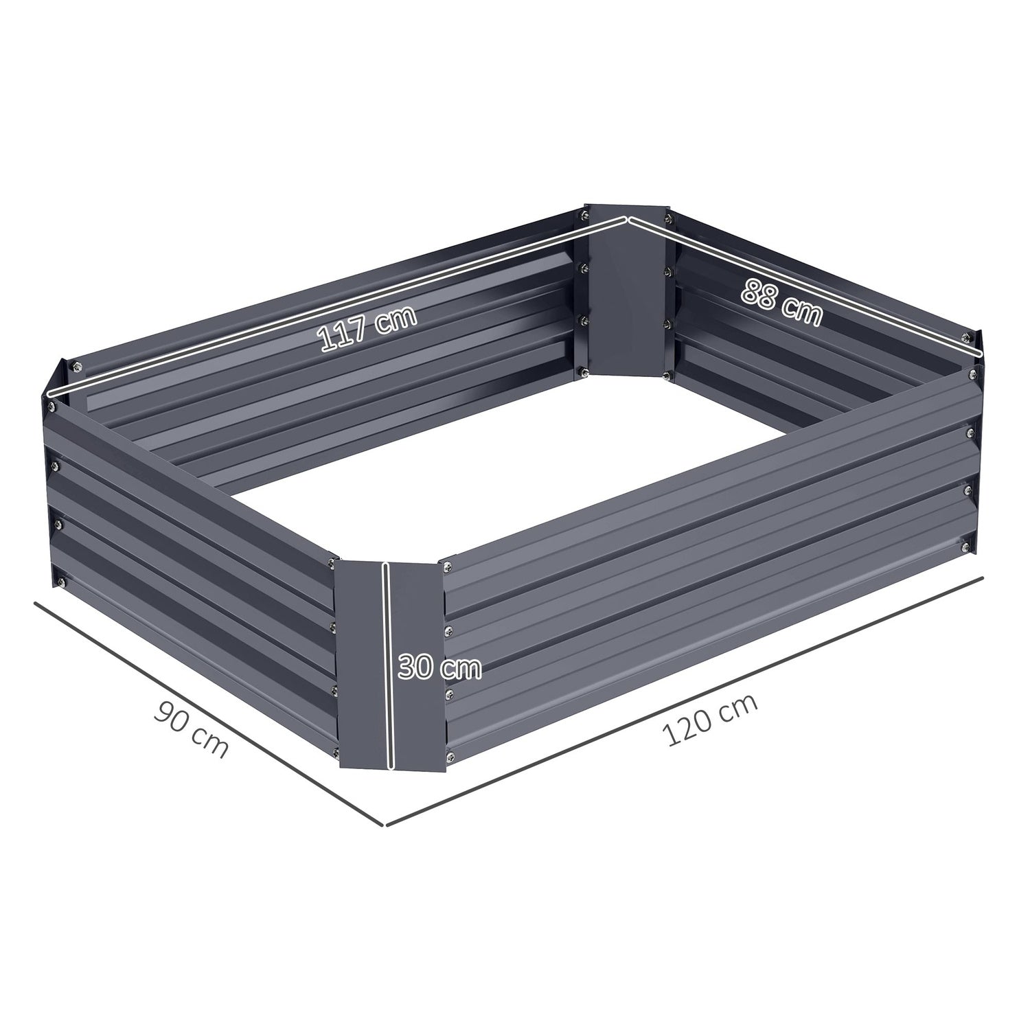 Trädgårdssäng i stål 120x90x30 cm – Stapelbar & hållbar
