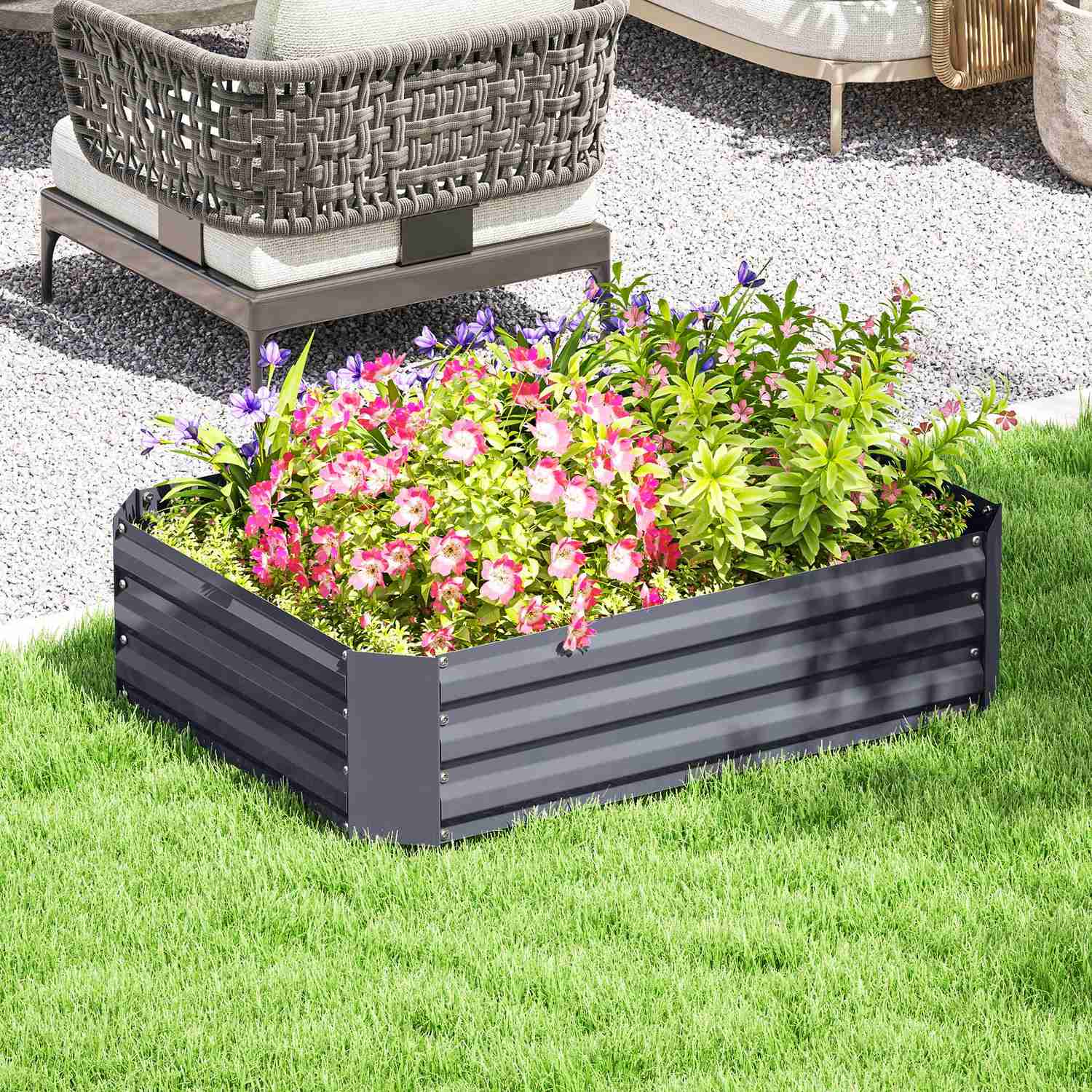 Trädgårdssäng i stål 120x90x30 cm – Stapelbar & hållbar