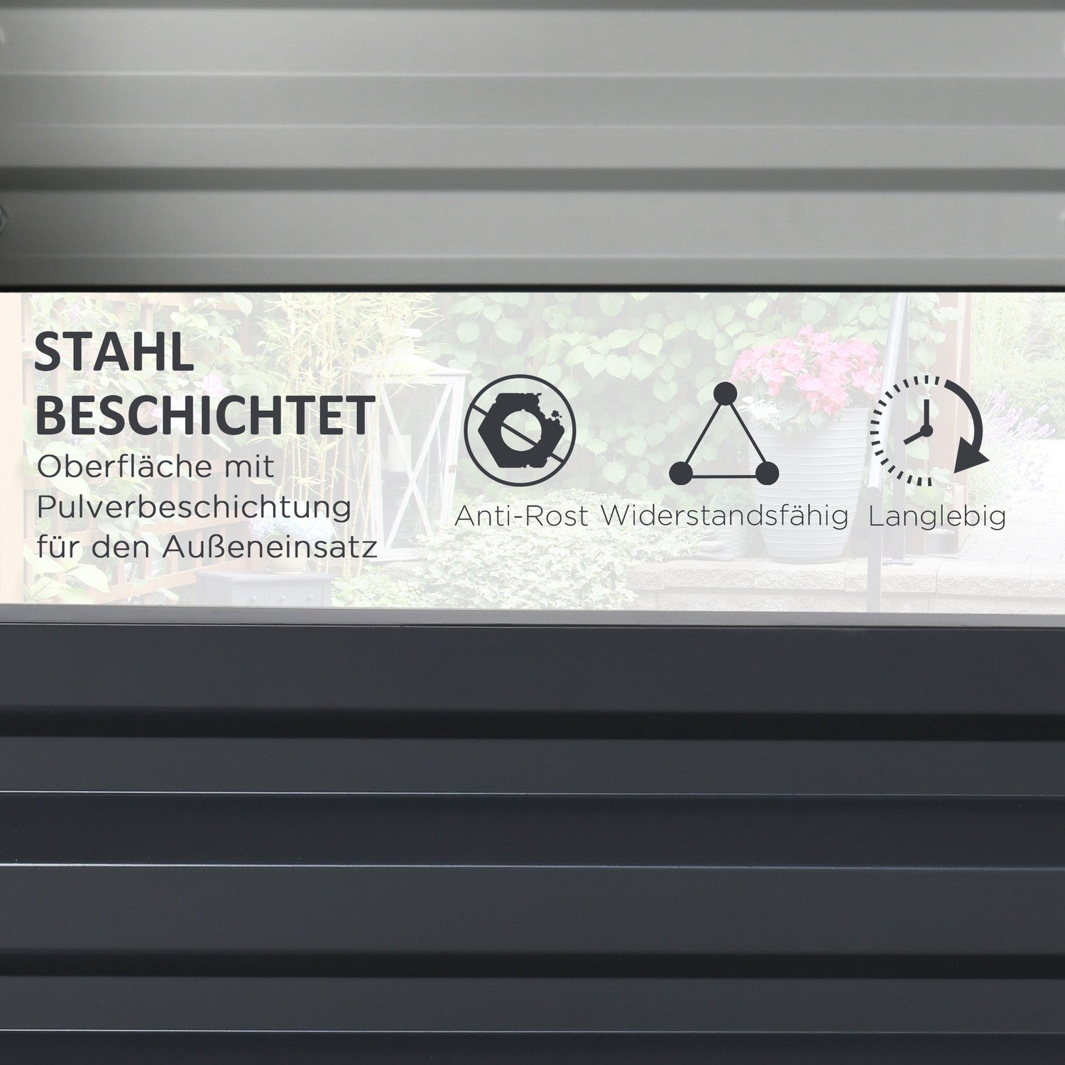 Trädgårdssäng i stål, Rostsäker, 120x60x30,5 cm, Grå