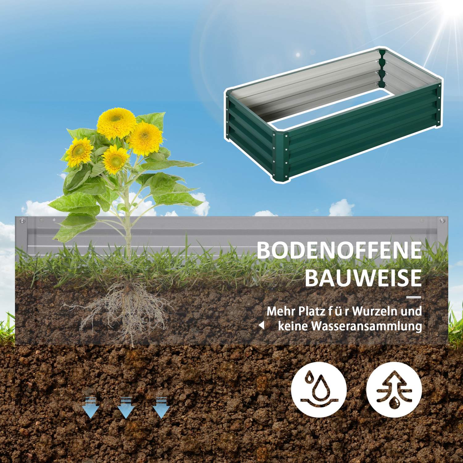 Trädgårdssäng i stål, Rostskyddad, 120 x 60 x 30,5 cm