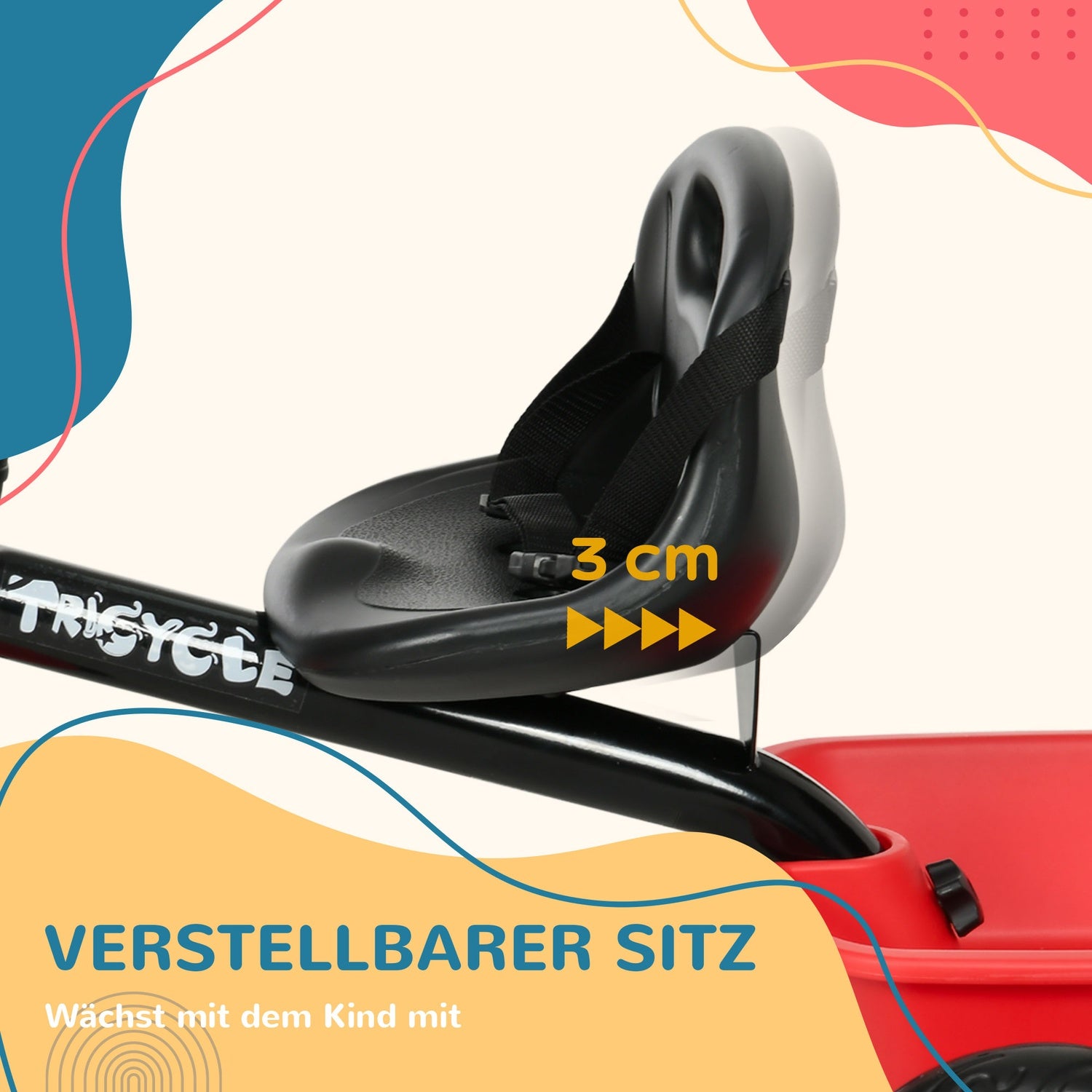 Trehjuling för barn med korg och justerbar sits 2-5 år