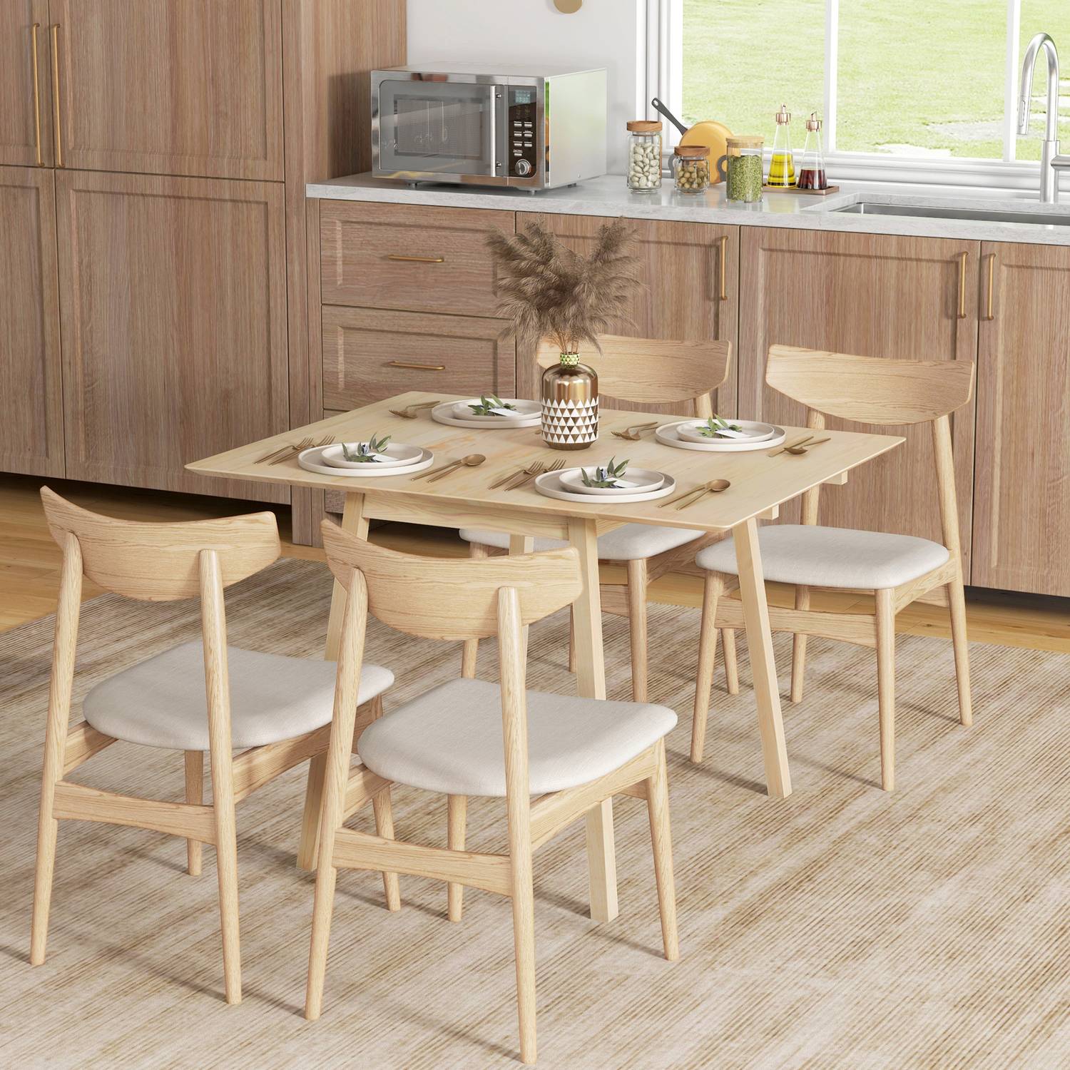Träfällbart matbord, 2-4 platser, små utrymmen