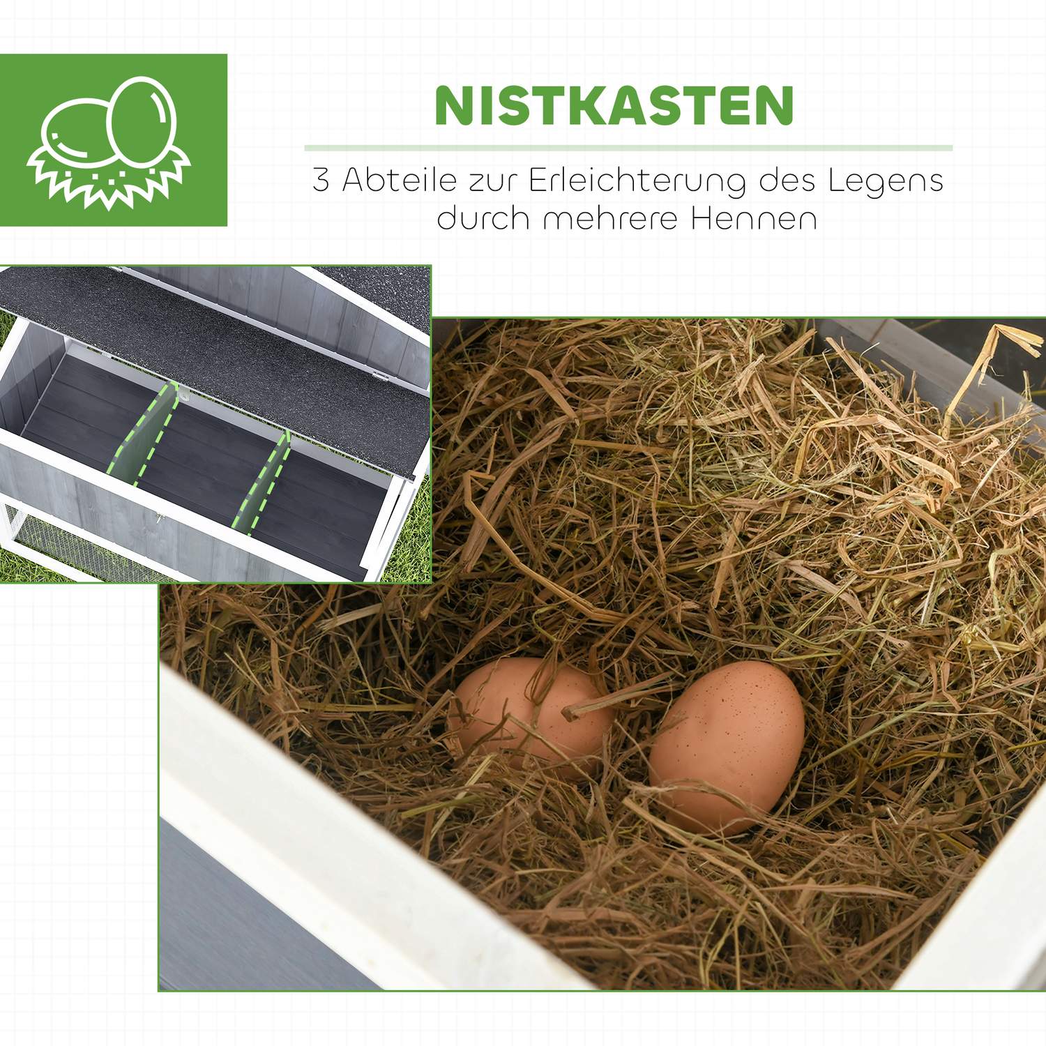 Trähönshus med häcklåda, för 3-4 kycklingar