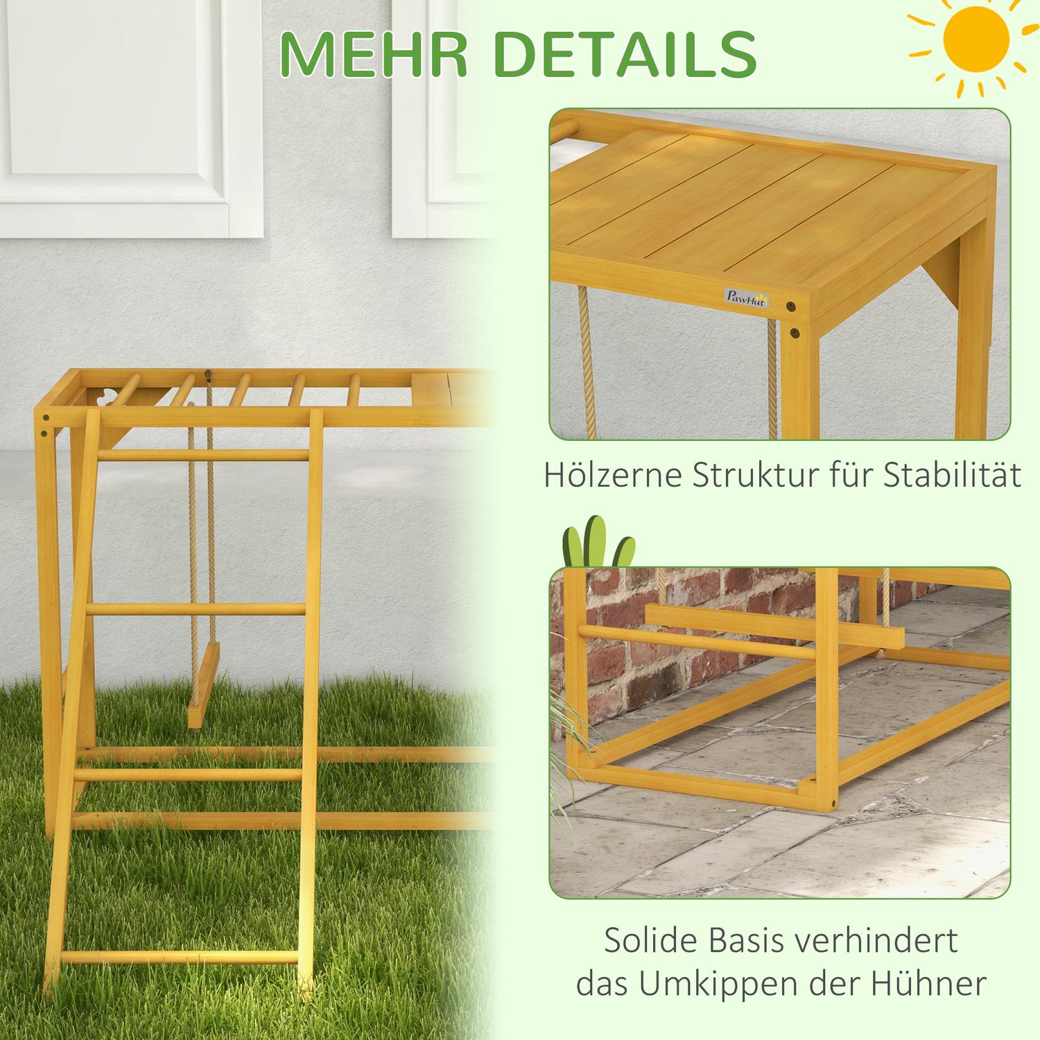 Träkycklinglekplats med gungor och stege för 3-4 kycklingar