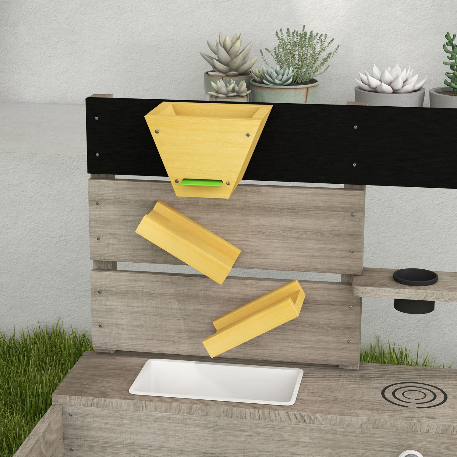 Träsandlåda för barn 3-7 år, bottenlös design, 154x80x60 cm