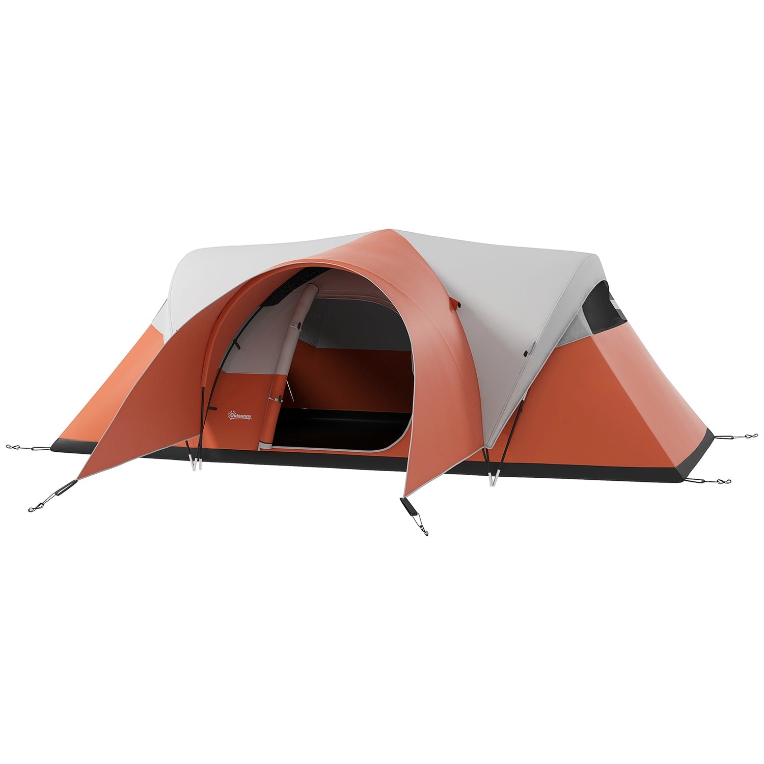 Campingtunneltält, vattenavvisande, passar 6 personer, orange