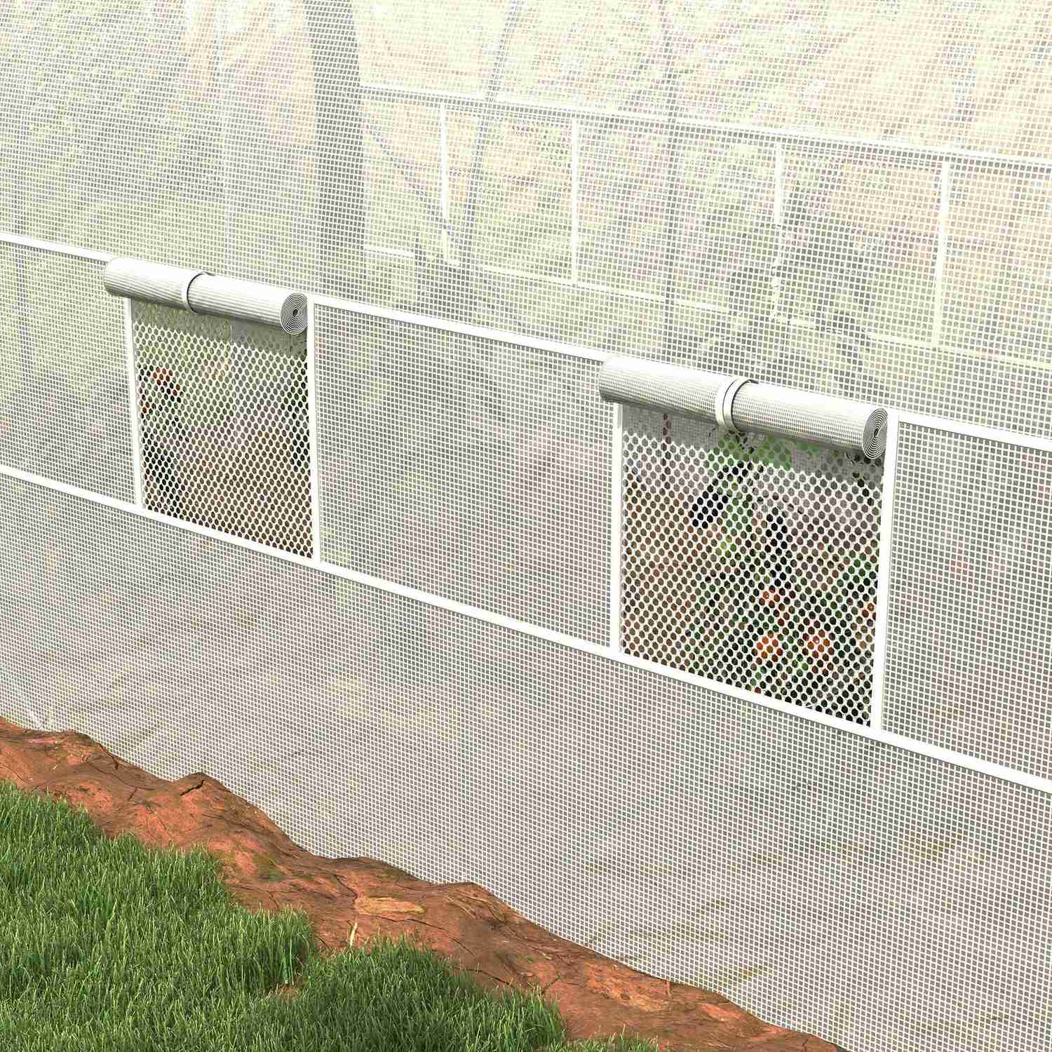 Tunnelväxthus i galvaniserat stål, 3,58 x 2,1 m, med rulldörr
