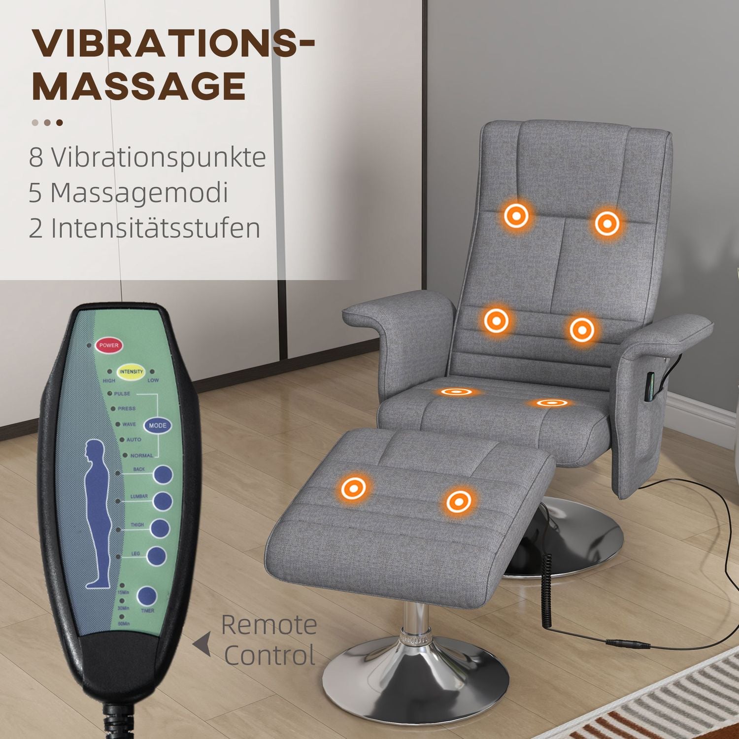 Elektrisk vilstol & fotpall med vibrationsmassage