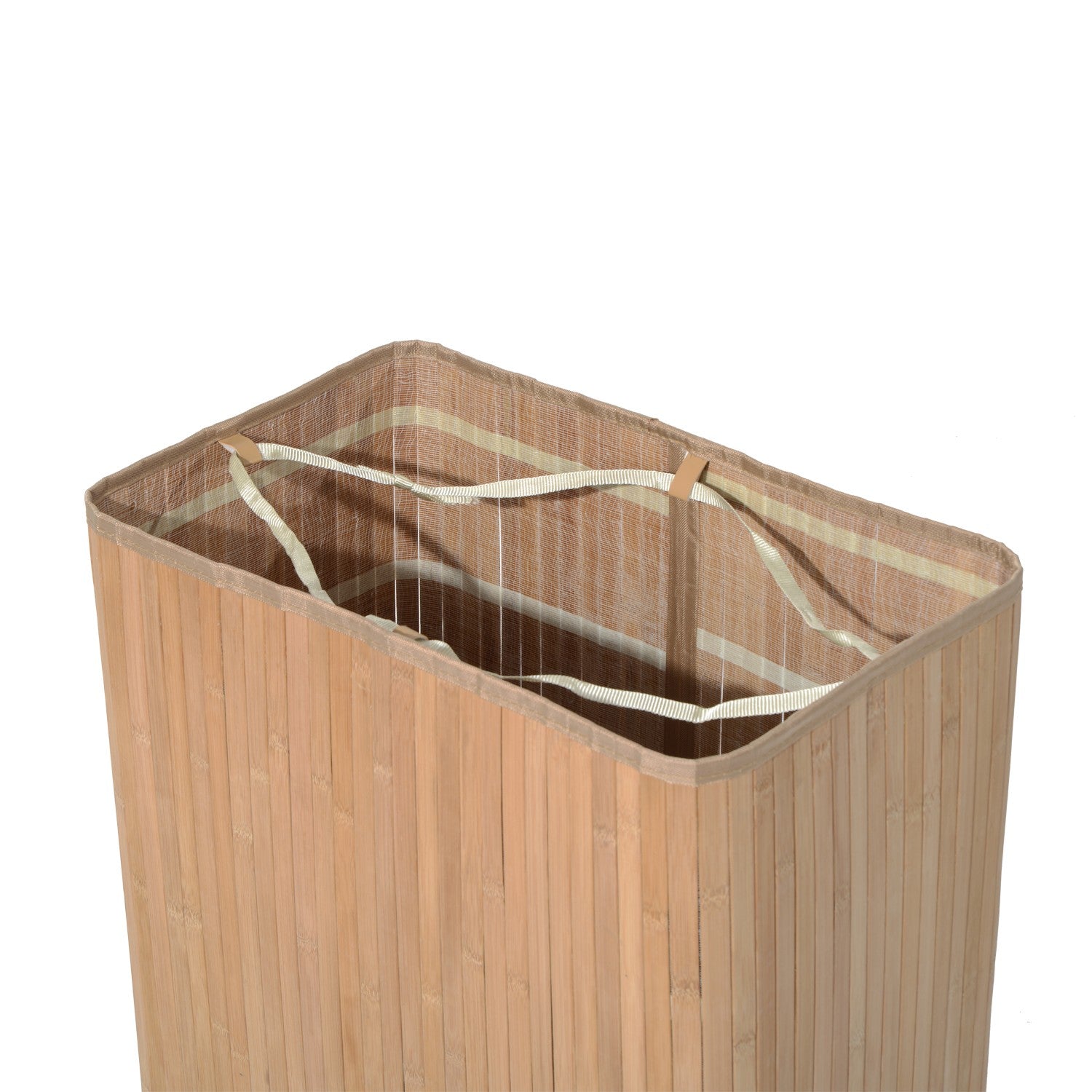 Tvättkorg med lock, bambu ram, 100L kapacitet