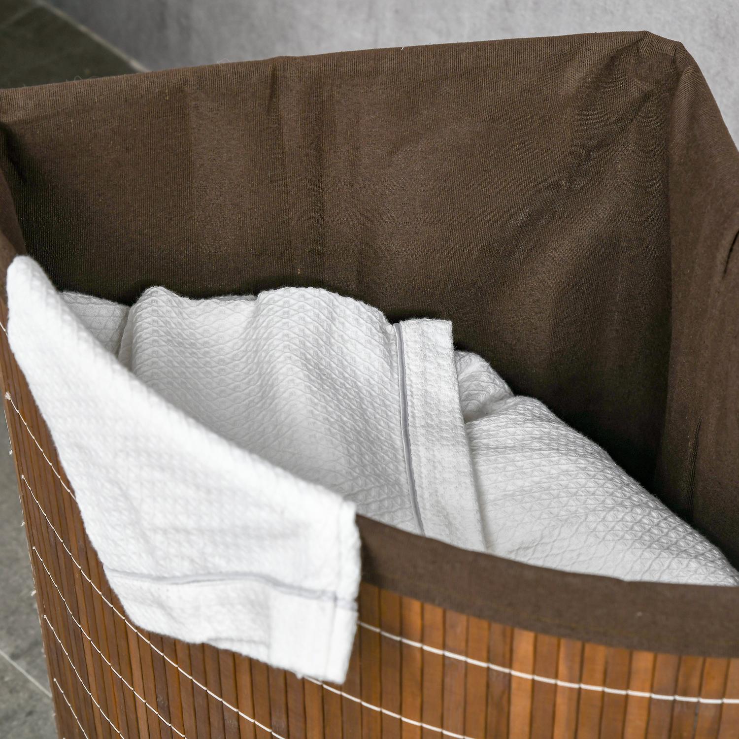 Bambu tvättkorg 55L med lock och avtagbar påse