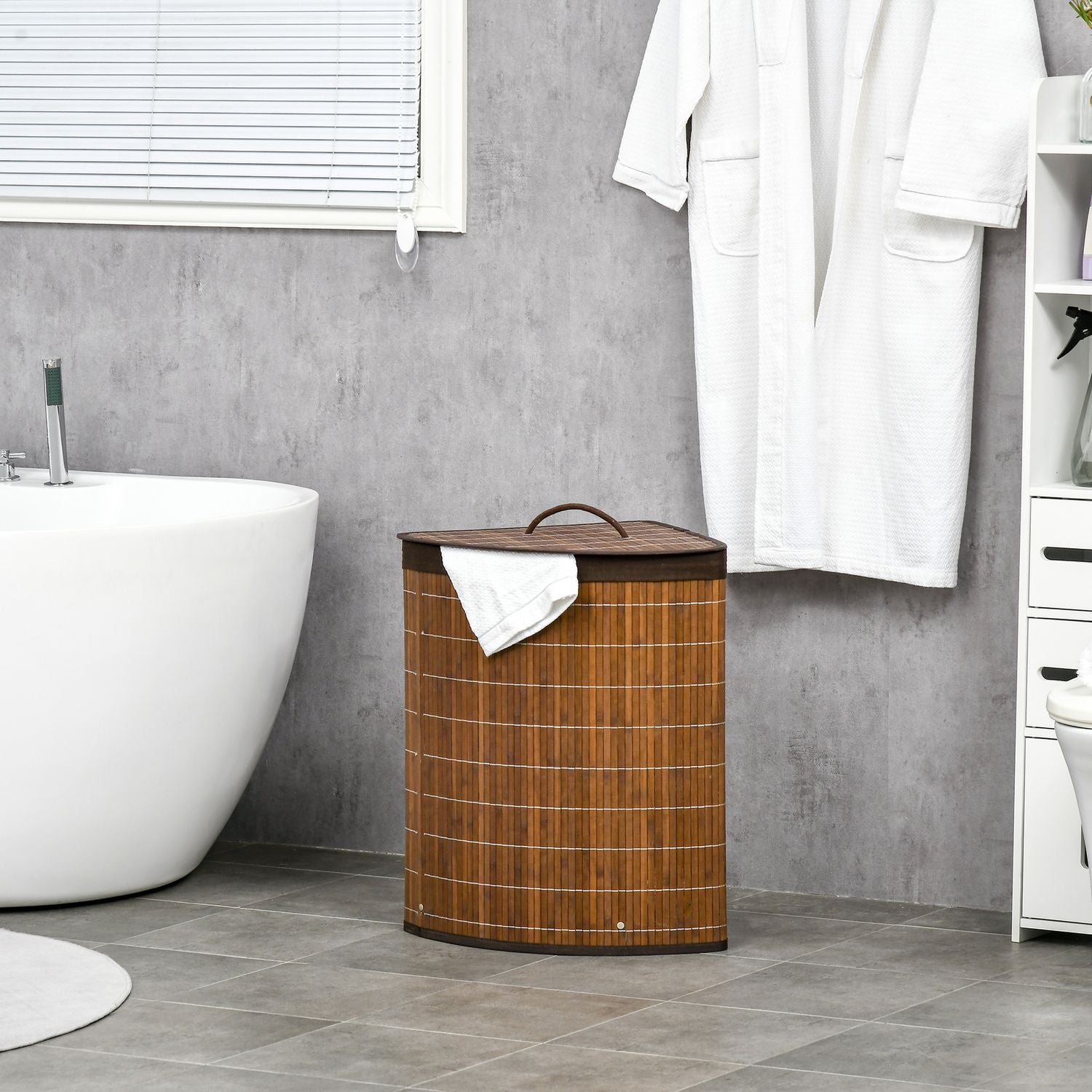 Bambu tvättkorg 55L med lock och avtagbar påse