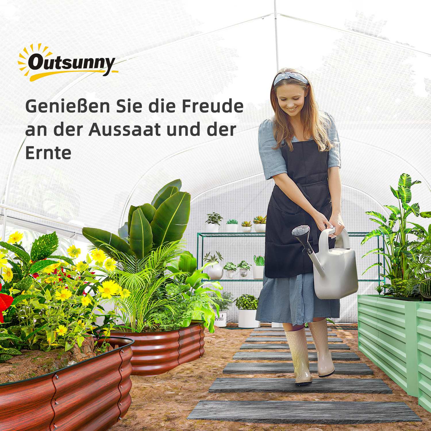 UV-resistent 6x3x2m Växthus, Roll-Up Sidor, Stålram