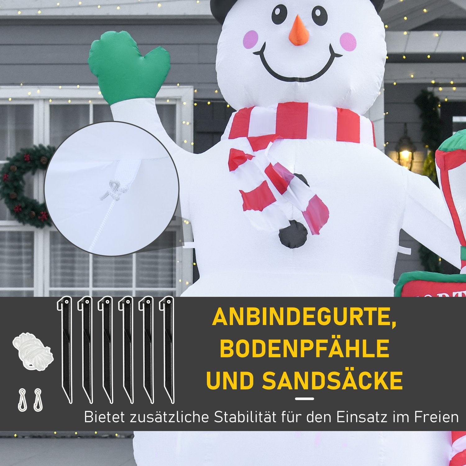 Uppblåsbar 2,4m LED Snowman Juldekoration, inomhus/utomhus