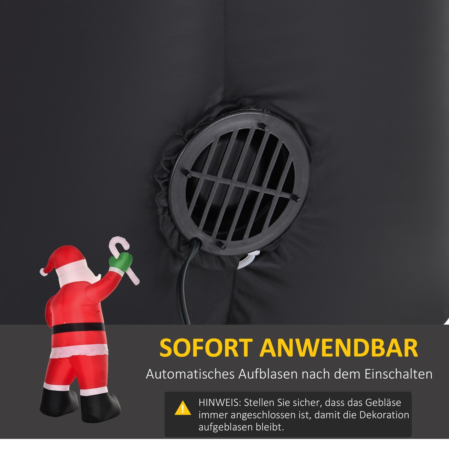 Uppblåsbar Jultomte Med Candy Cane LED, 250cm