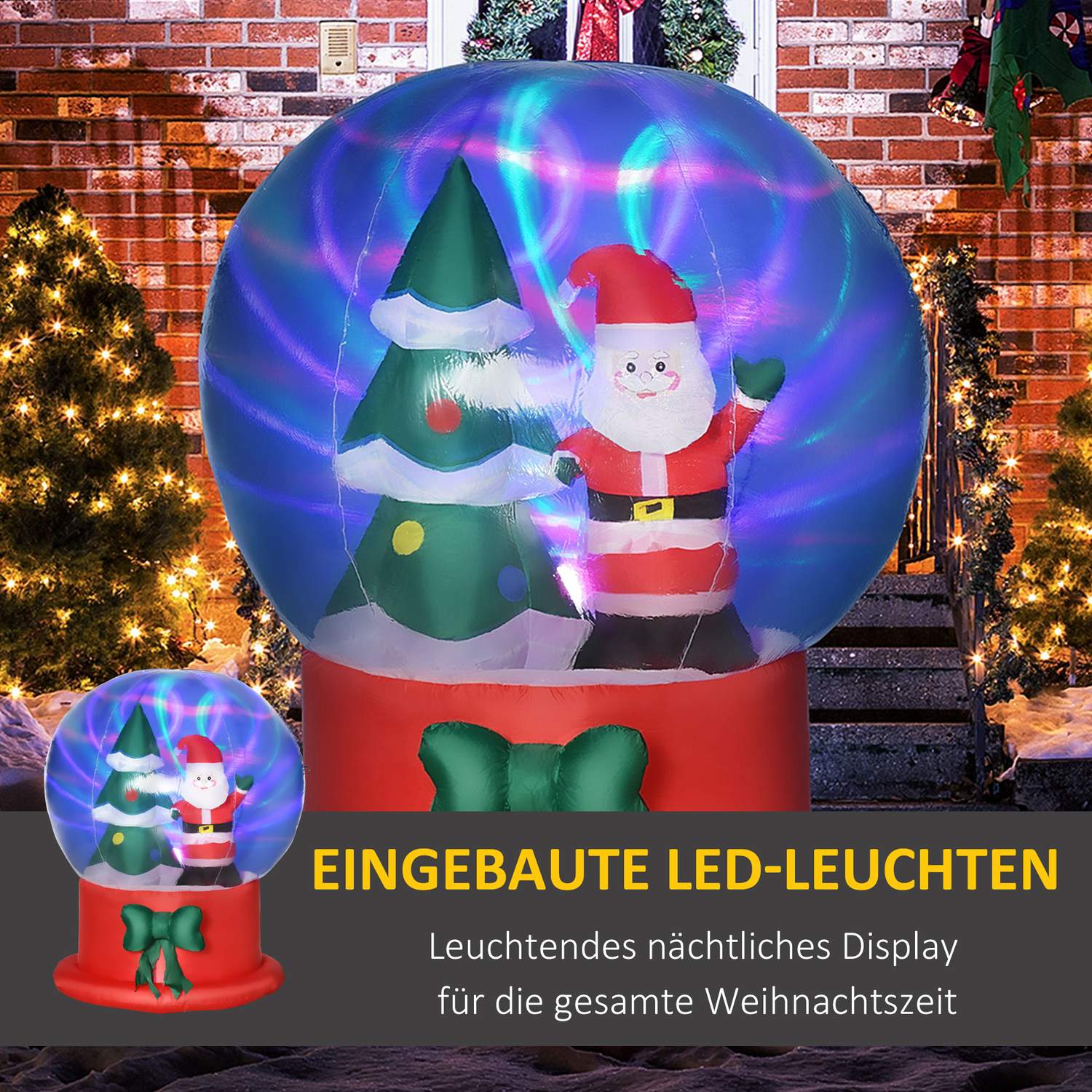 Uppblåsbar juldekoration, 150 cm, tomte & träd, LED 정립