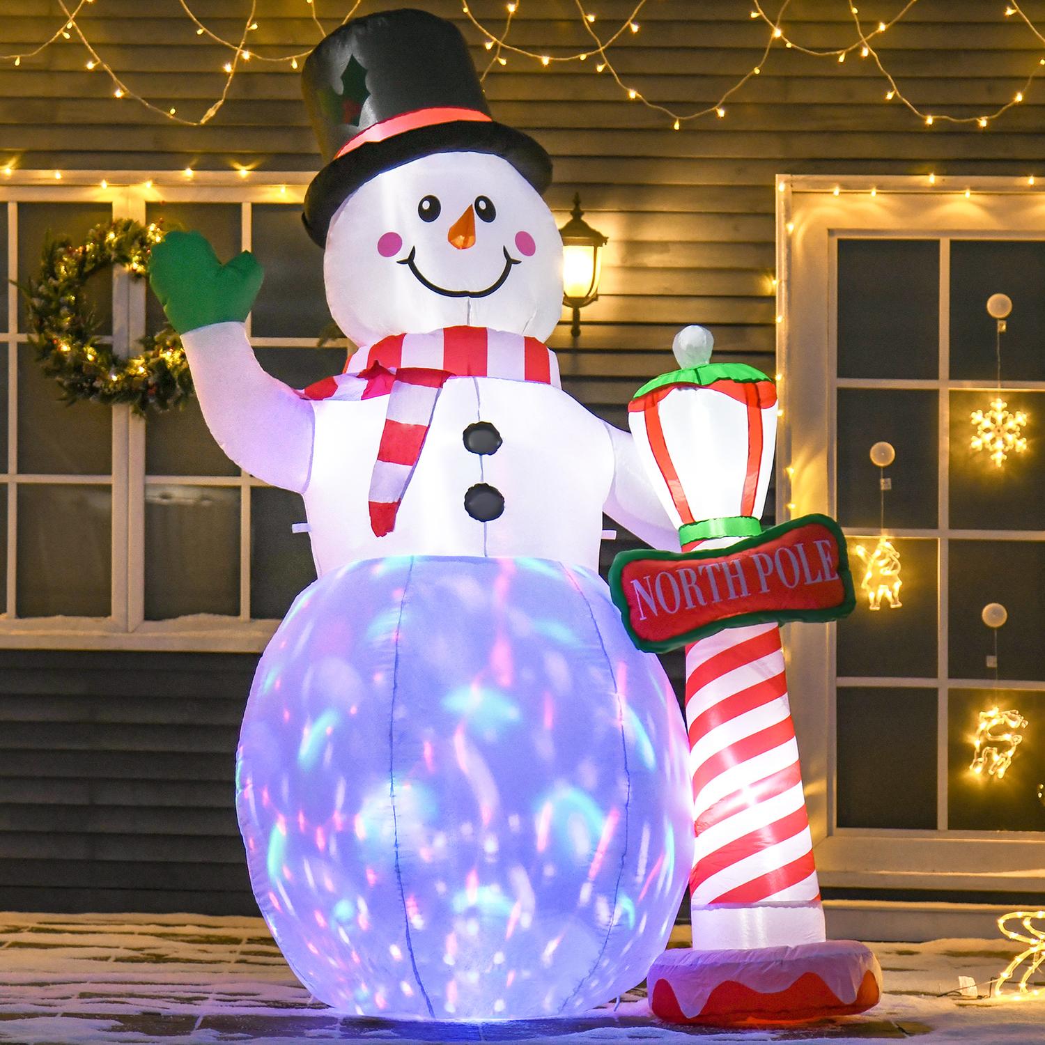 Uppblåsbar 2,4m LED Snowman Juldekoration, inomhus/utomhus