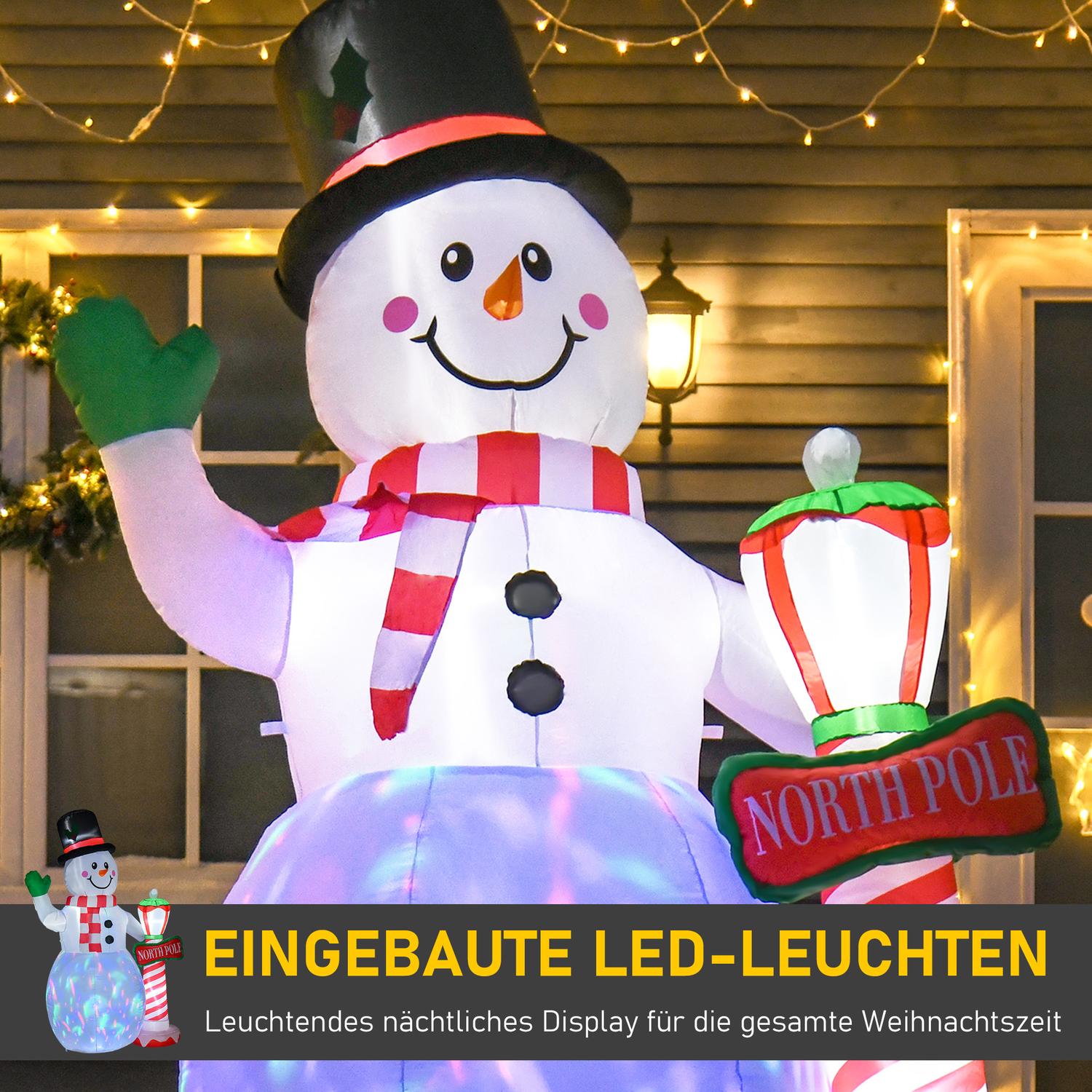 Uppblåsbar 2,4m LED Snowman Juldekoration, inomhus/utomhus