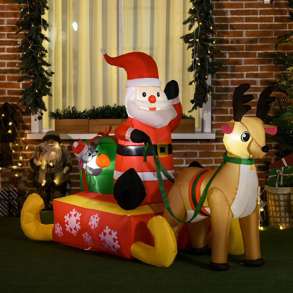 Nafukovací Santa Claus, 1,22m, s LED osvětlením pro venkovní použití