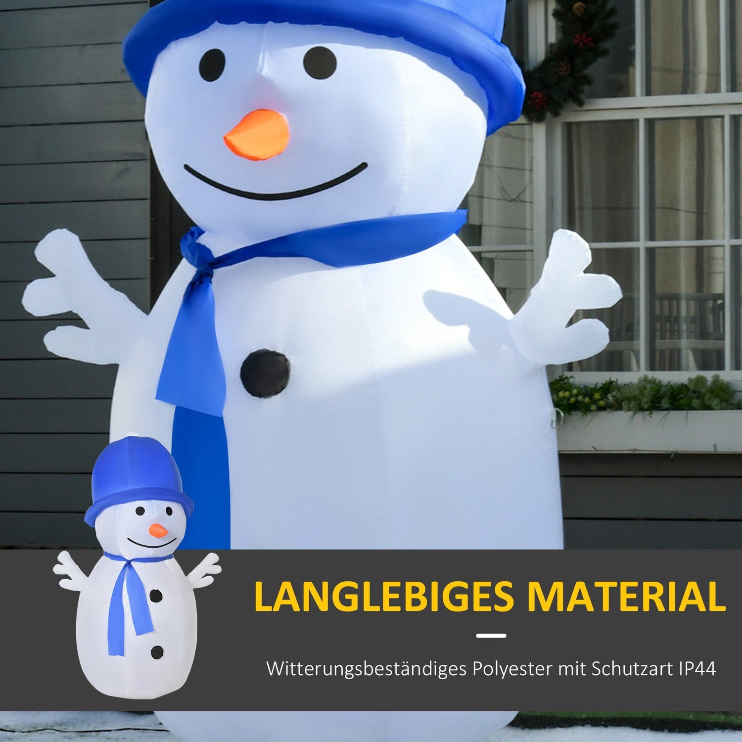Uppblåsbar snögubbe, 6 fot, LED-lampor, julgräsdekor