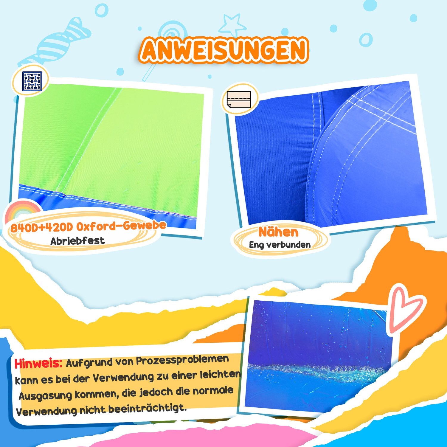 Uppblåsbar vattenpark hoppborg med rutschkana och båge