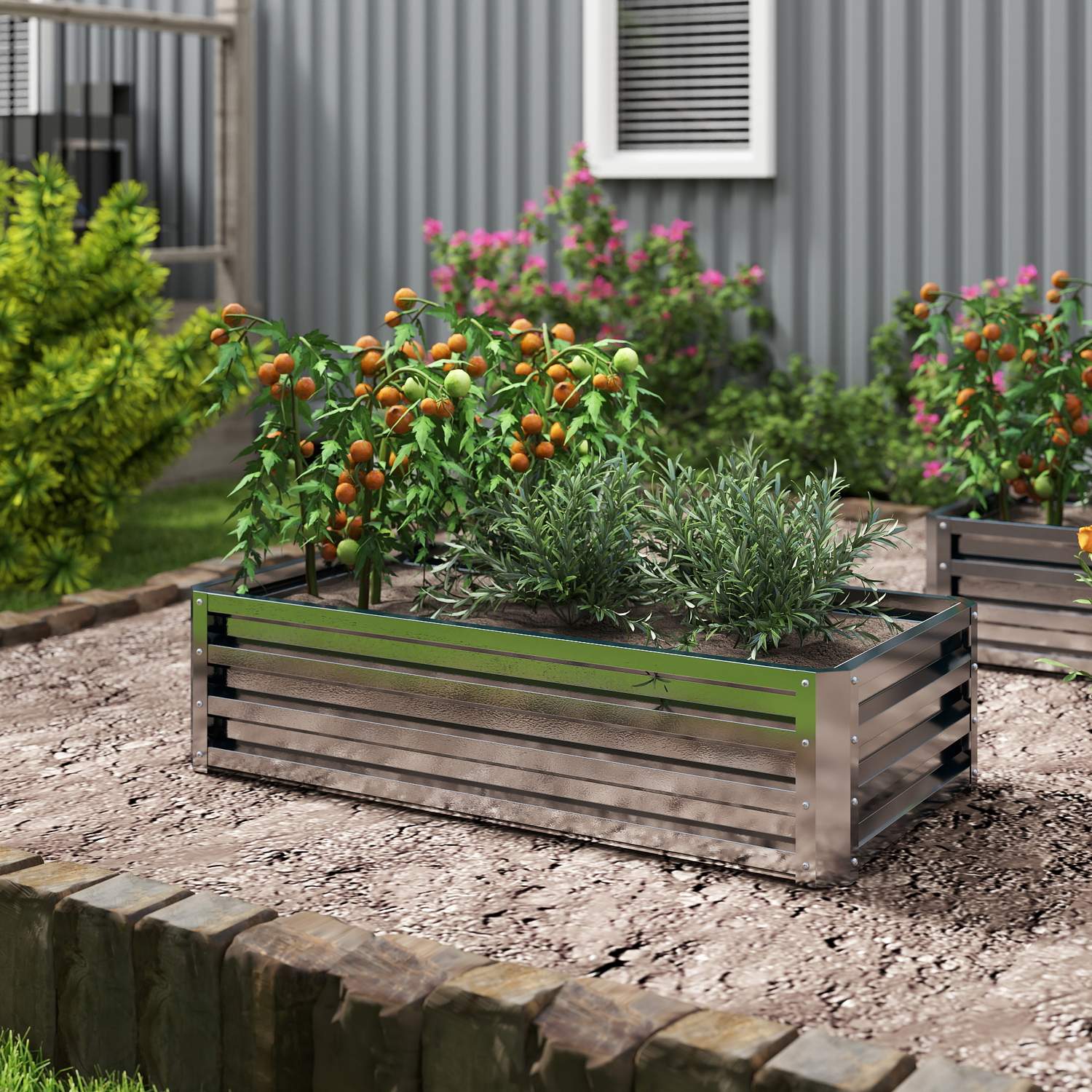 Trädgårdssäng i stål – rostsäker, väderbeständig (120x60x30,5 cm)