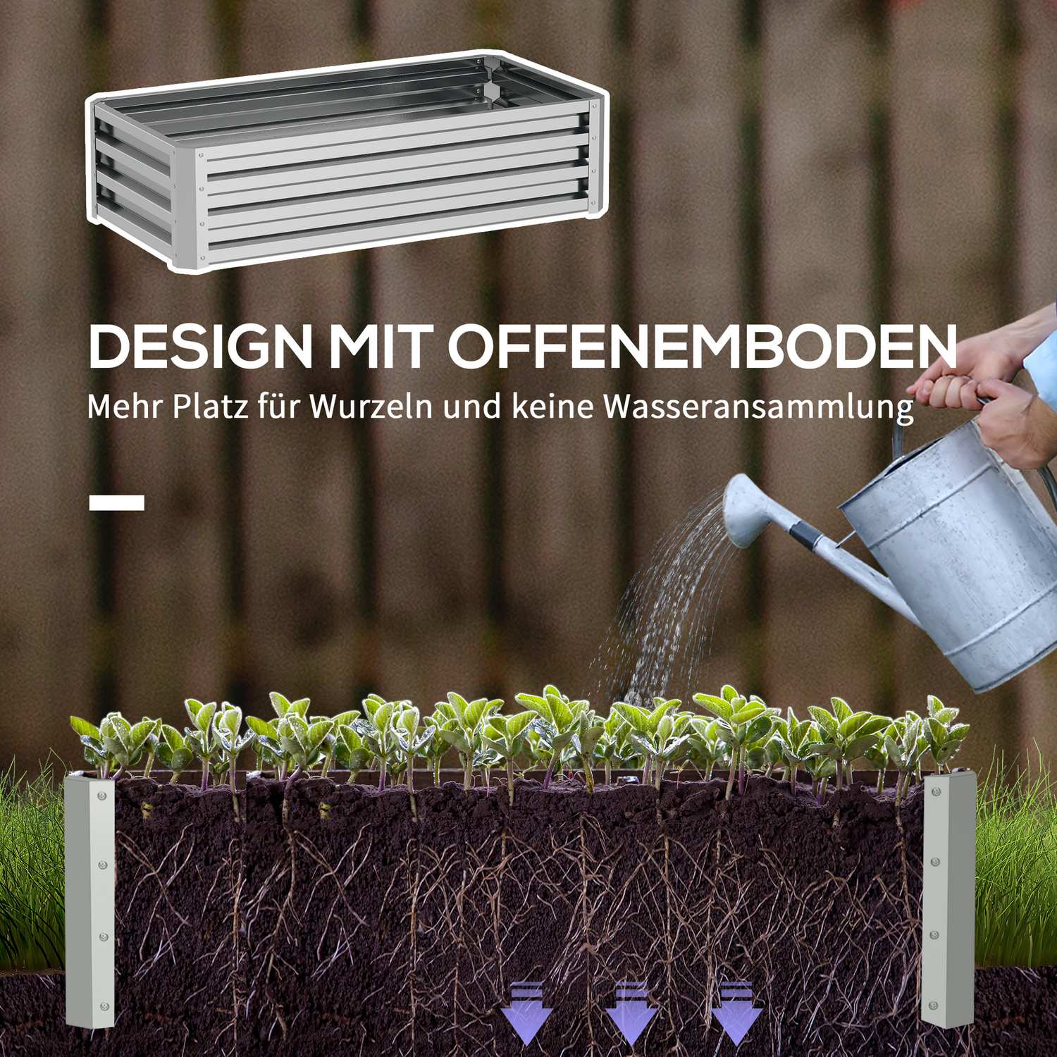 Trädgårdssäng i stål – rostsäker, väderbeständig (120x60x30,5 cm)