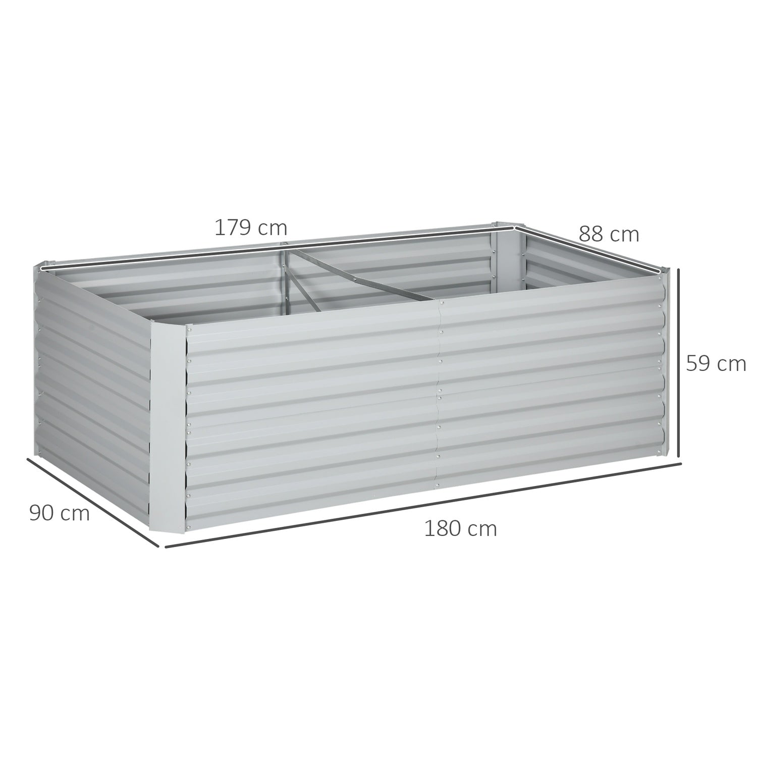 Trädgårdssäng i stål – 180x90x60 cm för växter och grönsaker