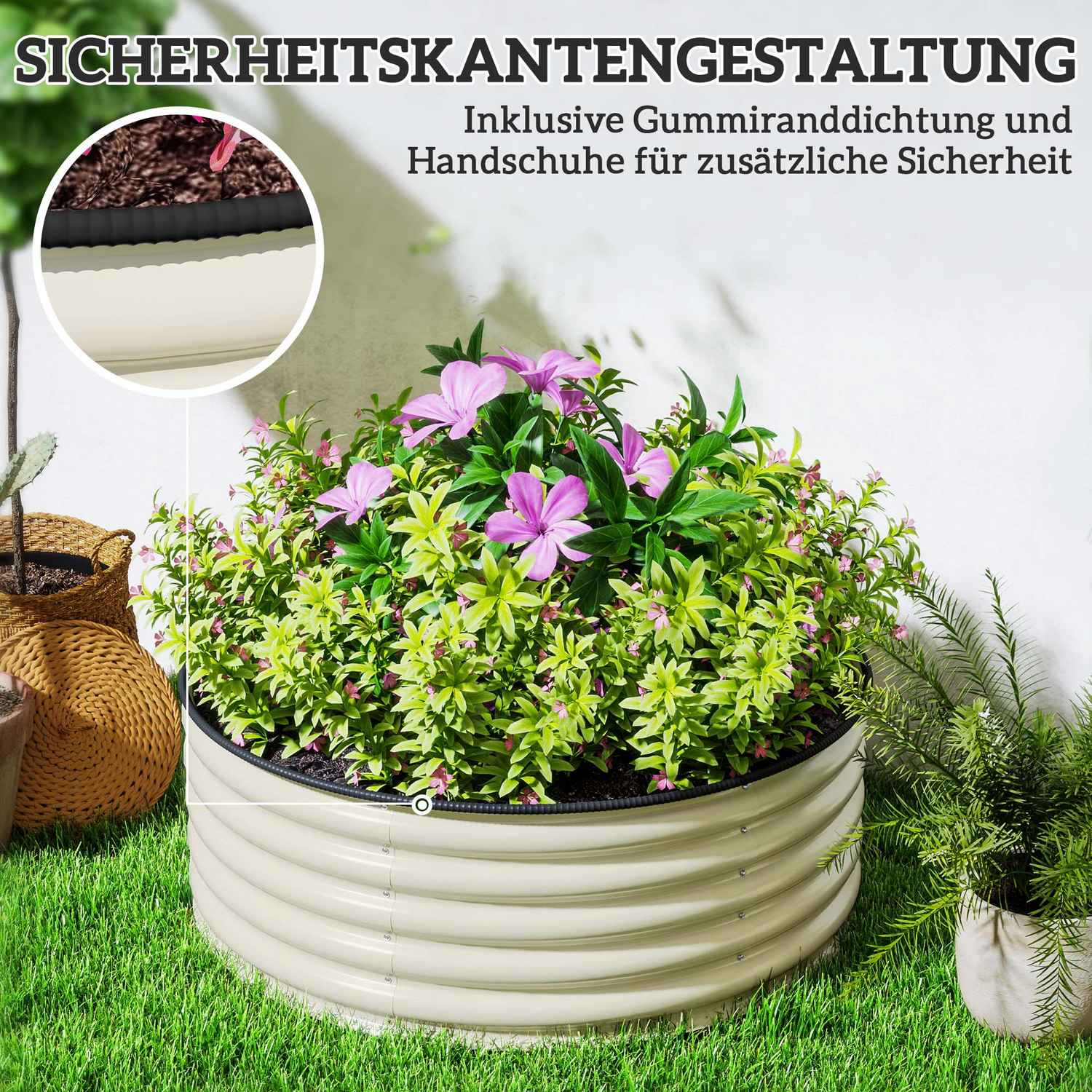 Trädgårdssäng i stål, 120x120x43 cm, stapelbar plantering