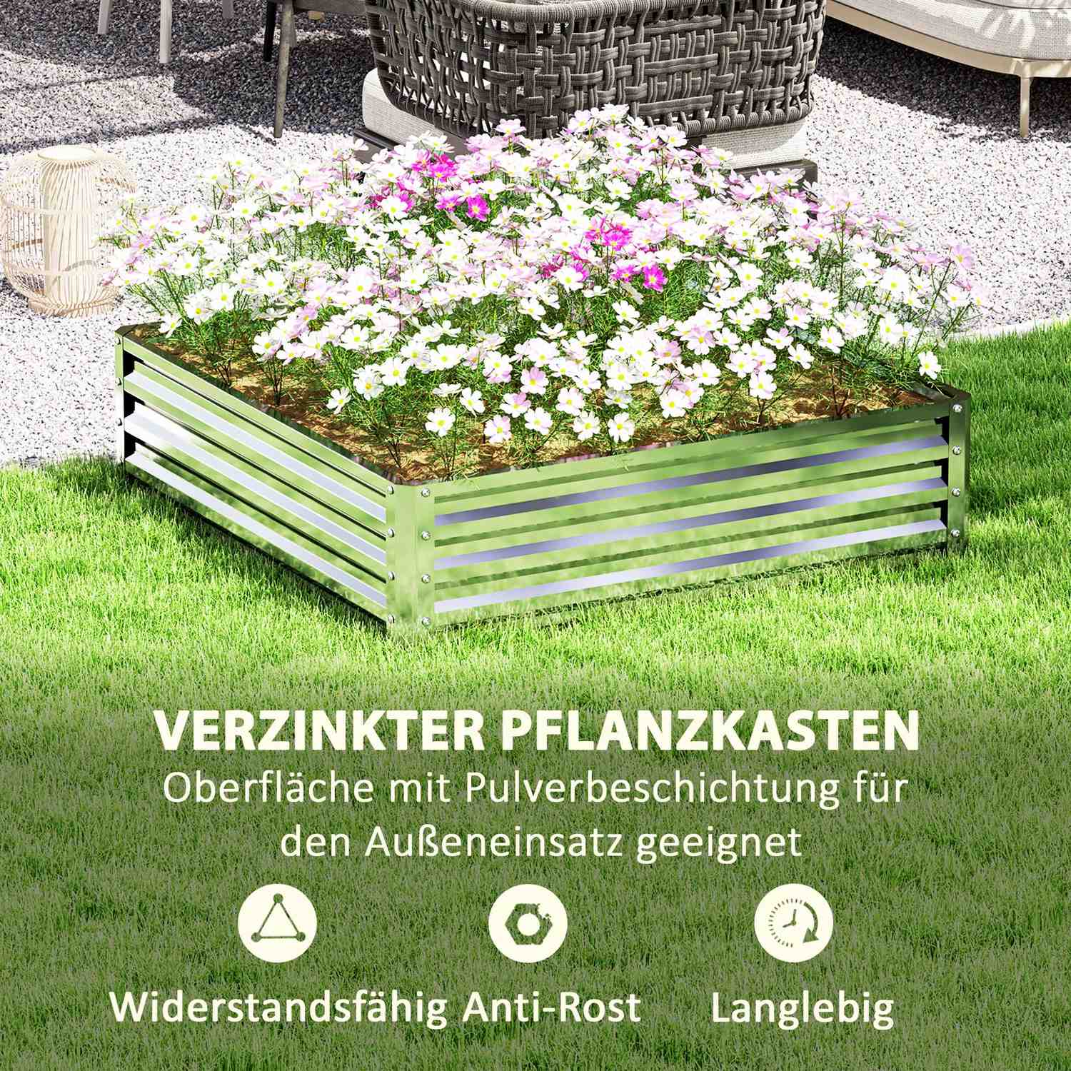 Trädgårdsbädd i stål – Blomma, grönsaker, örtplanterare
