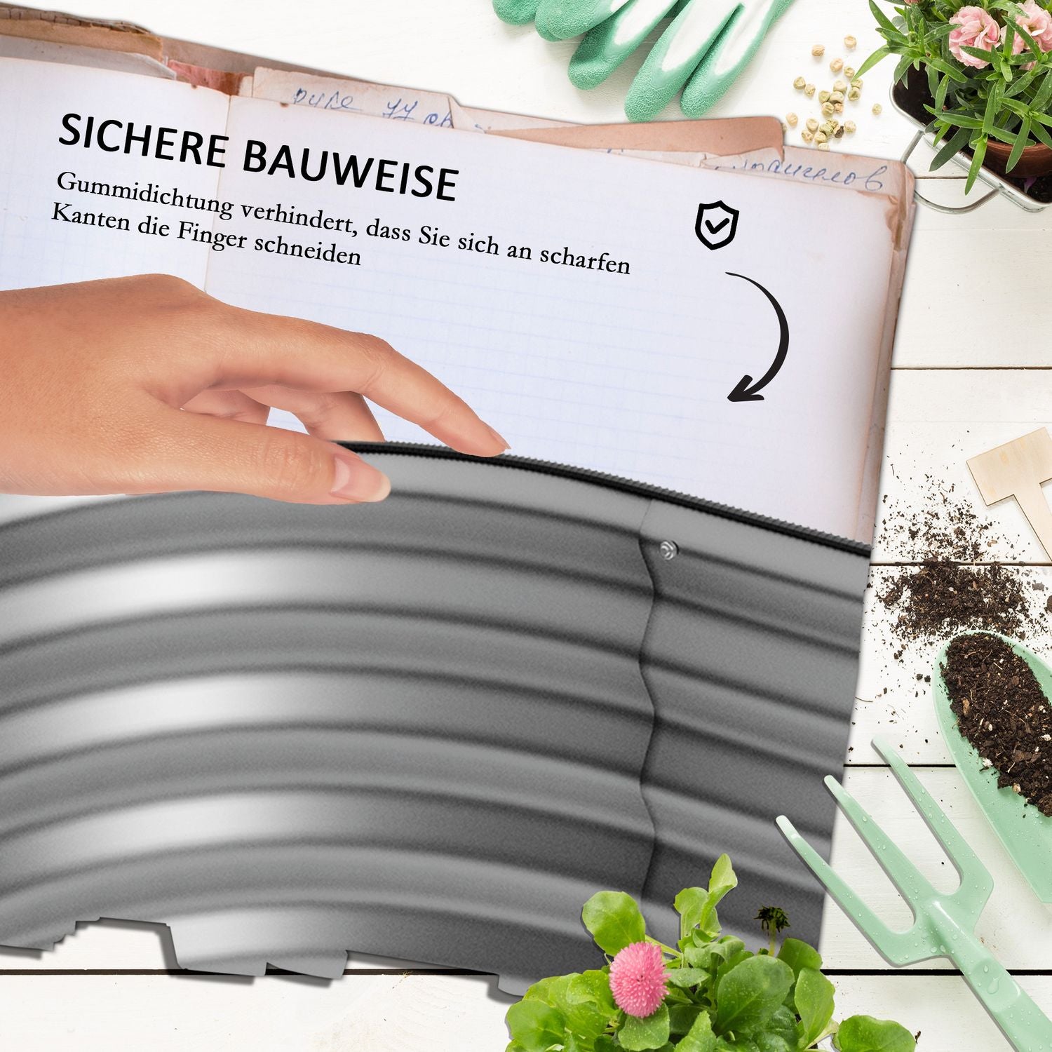 Upphöjd bädd i metall, 150x62x30 cm, öppen bas