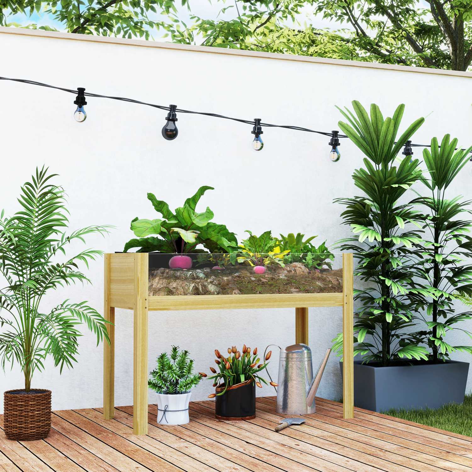 Upphöjd grönsaksbädd med akrylpaneler, 110x50x80 cm